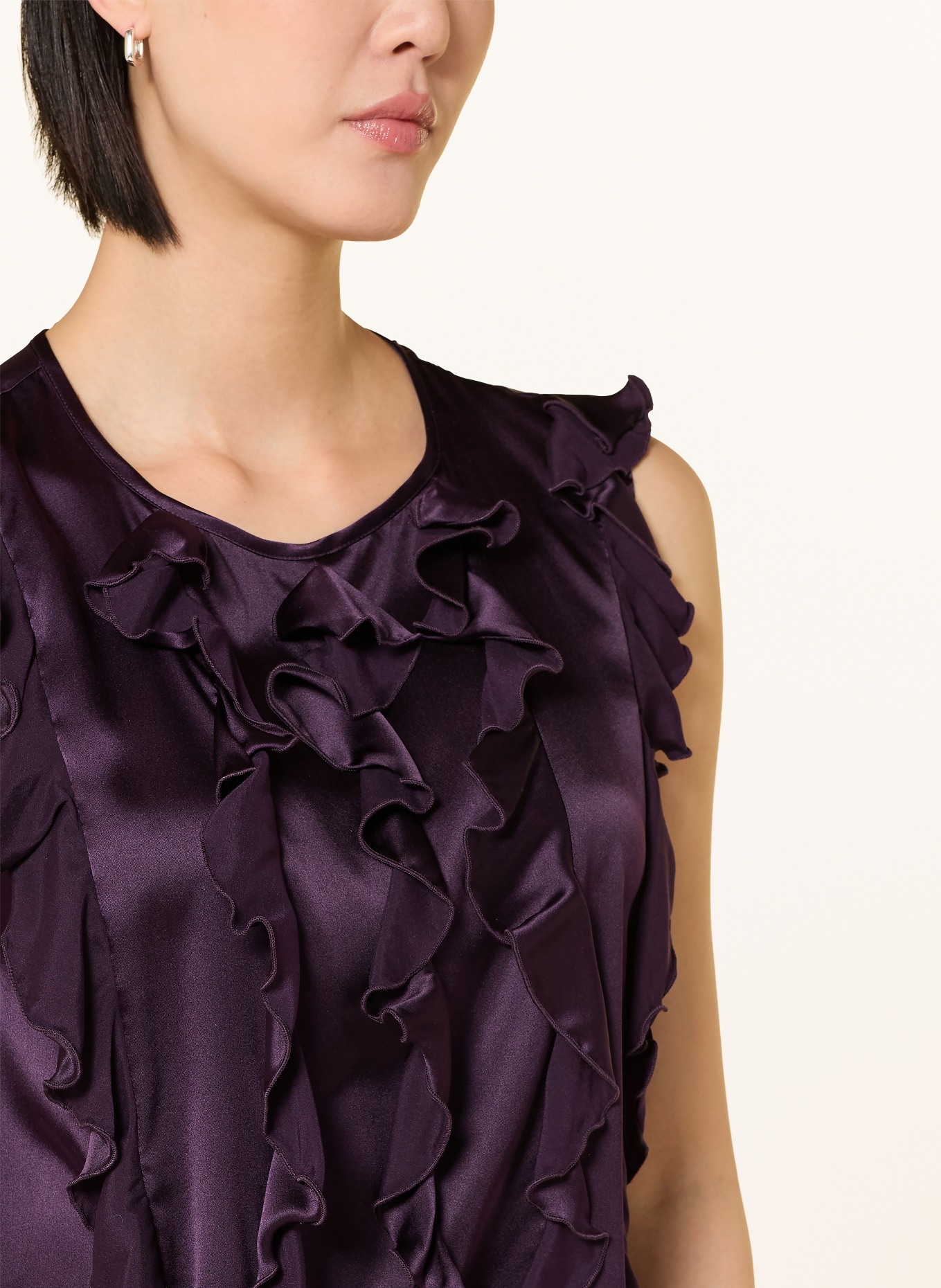 darling harbour Top en soie à volants: BLUEBERRY
