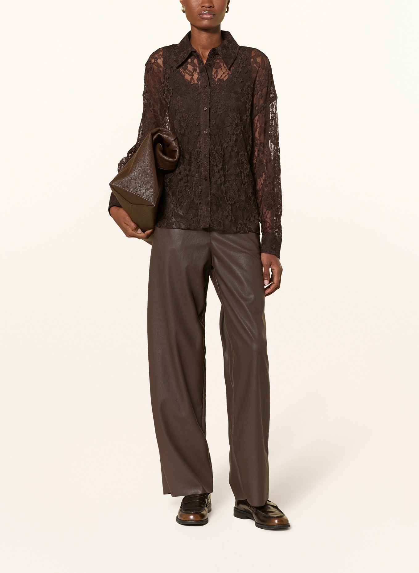 darling harbour Hemdbluse aus Spitze: DARK BROWN