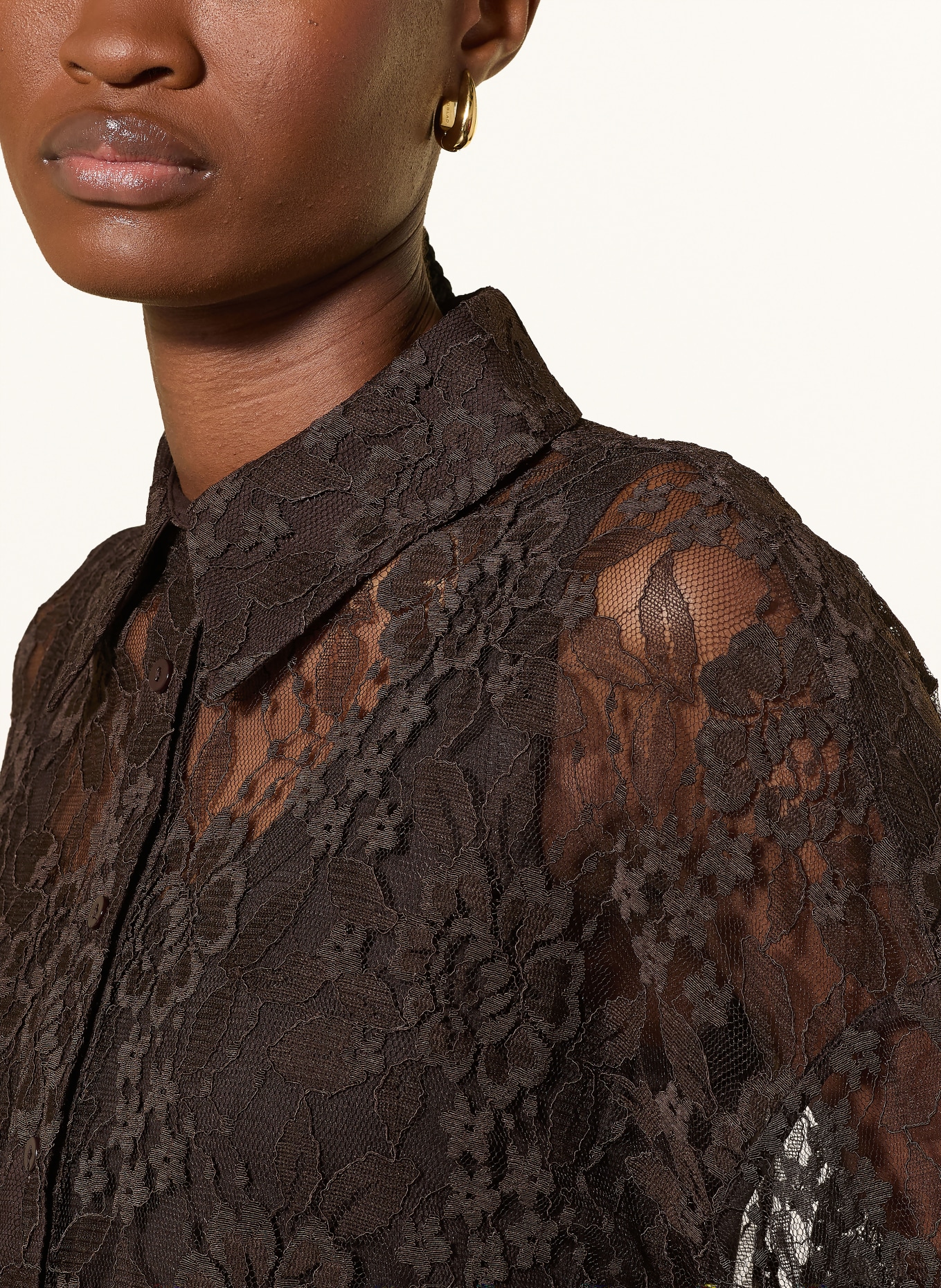 darling harbour Hemdbluse aus Spitze: DARK BROWN