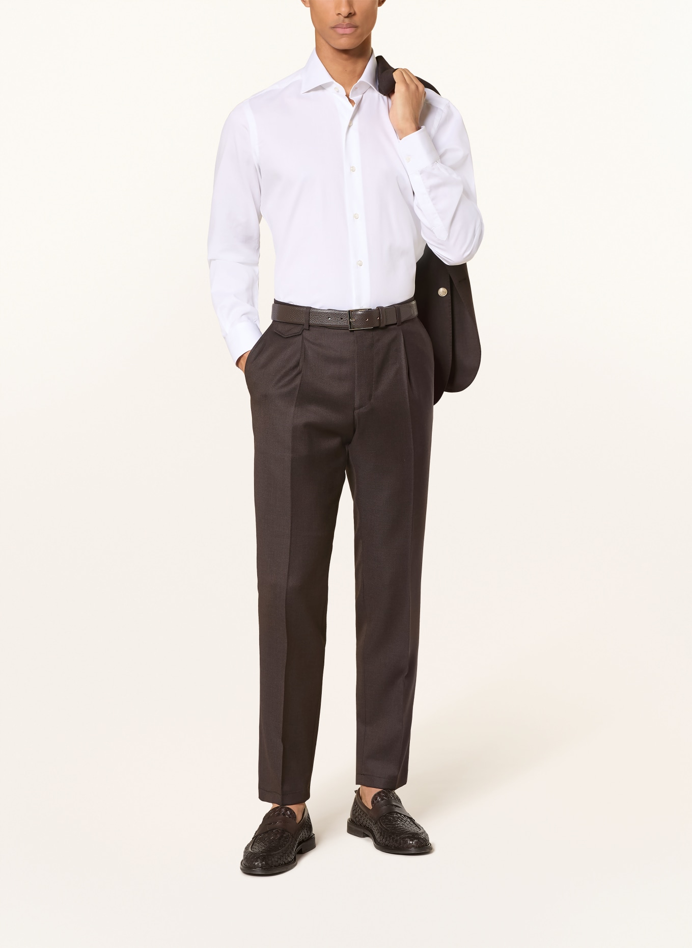 BARBA NAPOLI Slim-Fit Piqué Shirt: WHITE