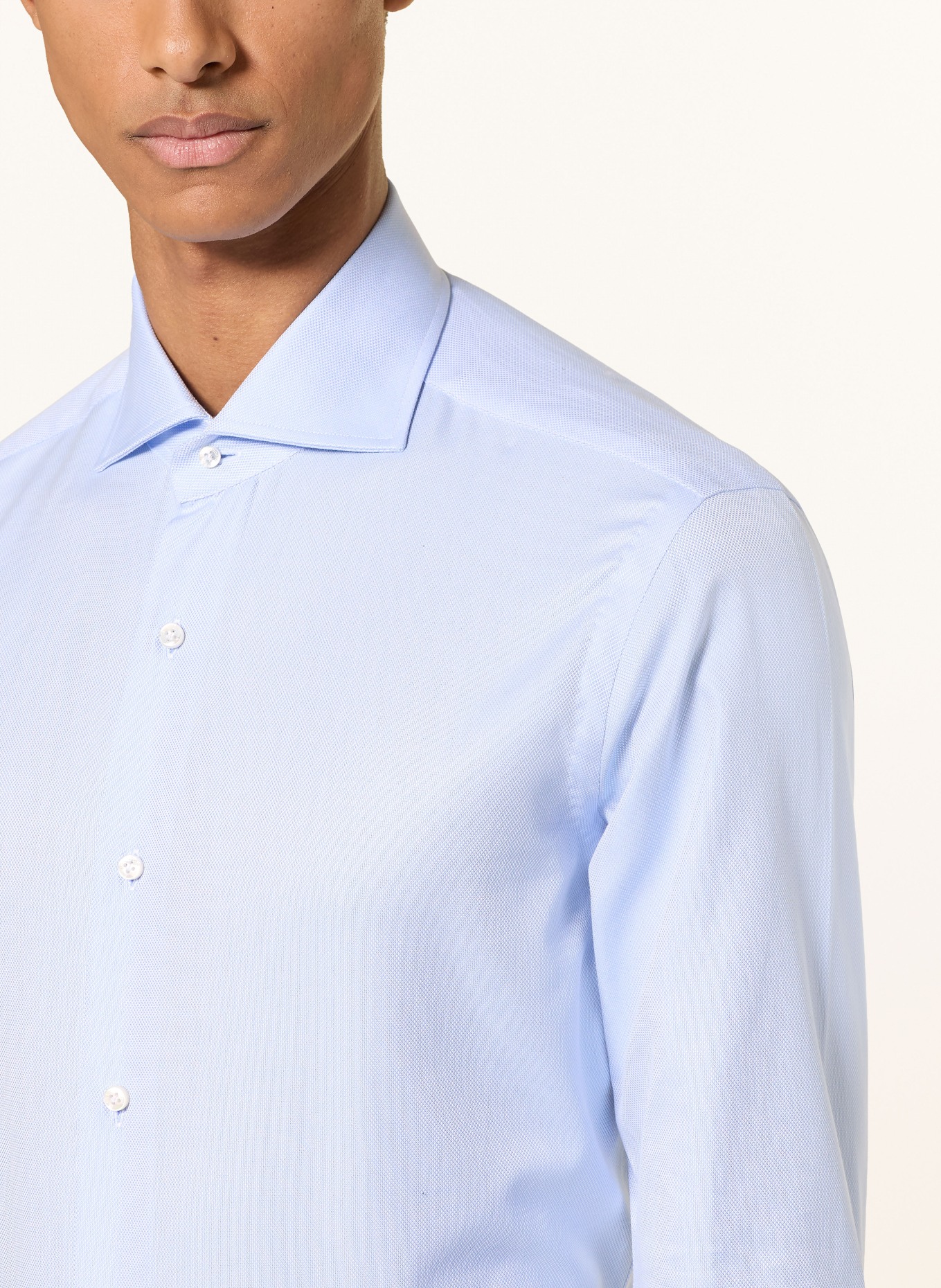 BARBA NAPOLI Chemise Oxford coupe ajustée: BLEU CLAIR / BLANC
