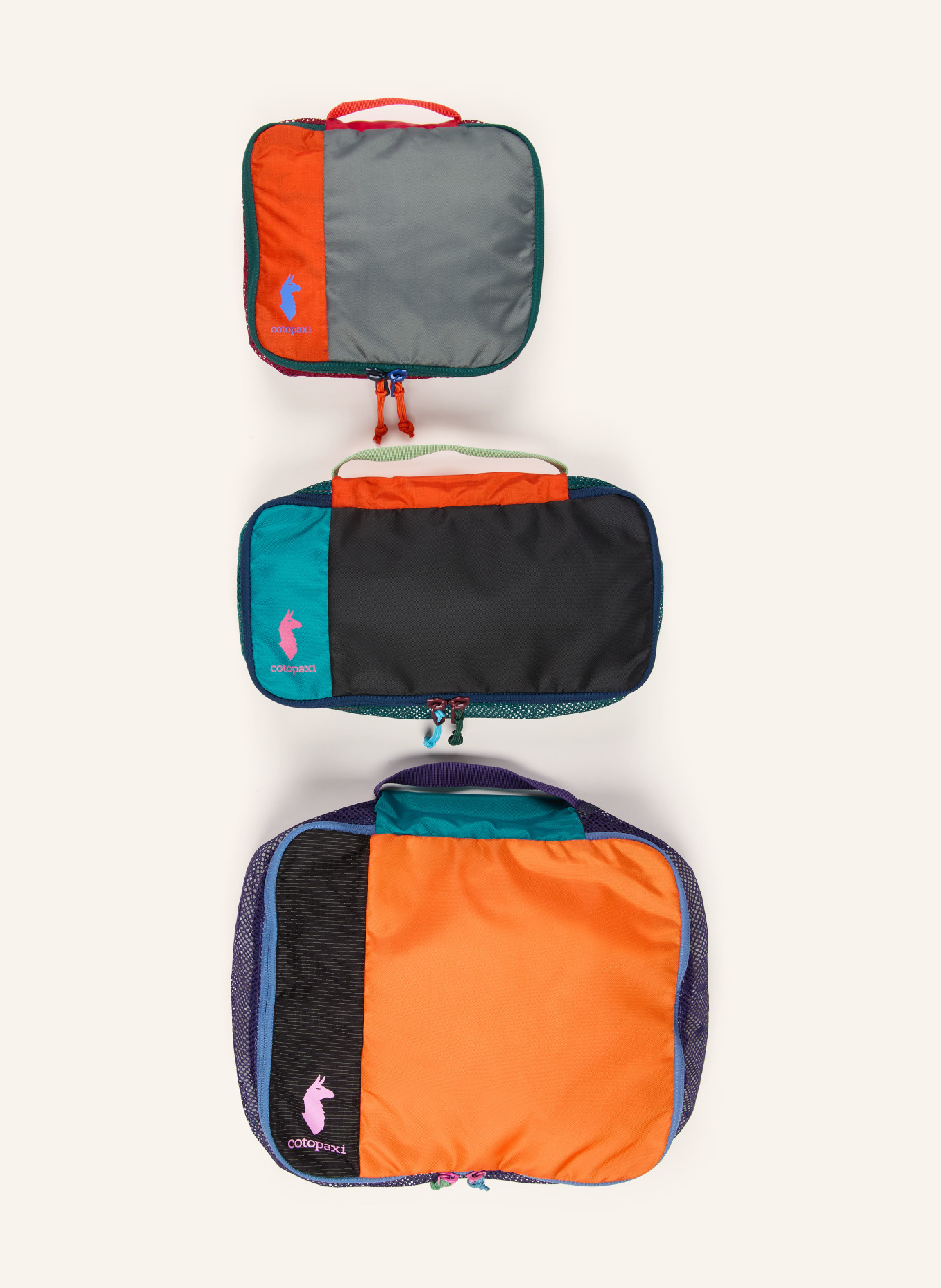 cotopaxi Set van 3 inpakhulpmiddelen CUBOS DEL DÍA: ORANJE / GROEN / BLAUW