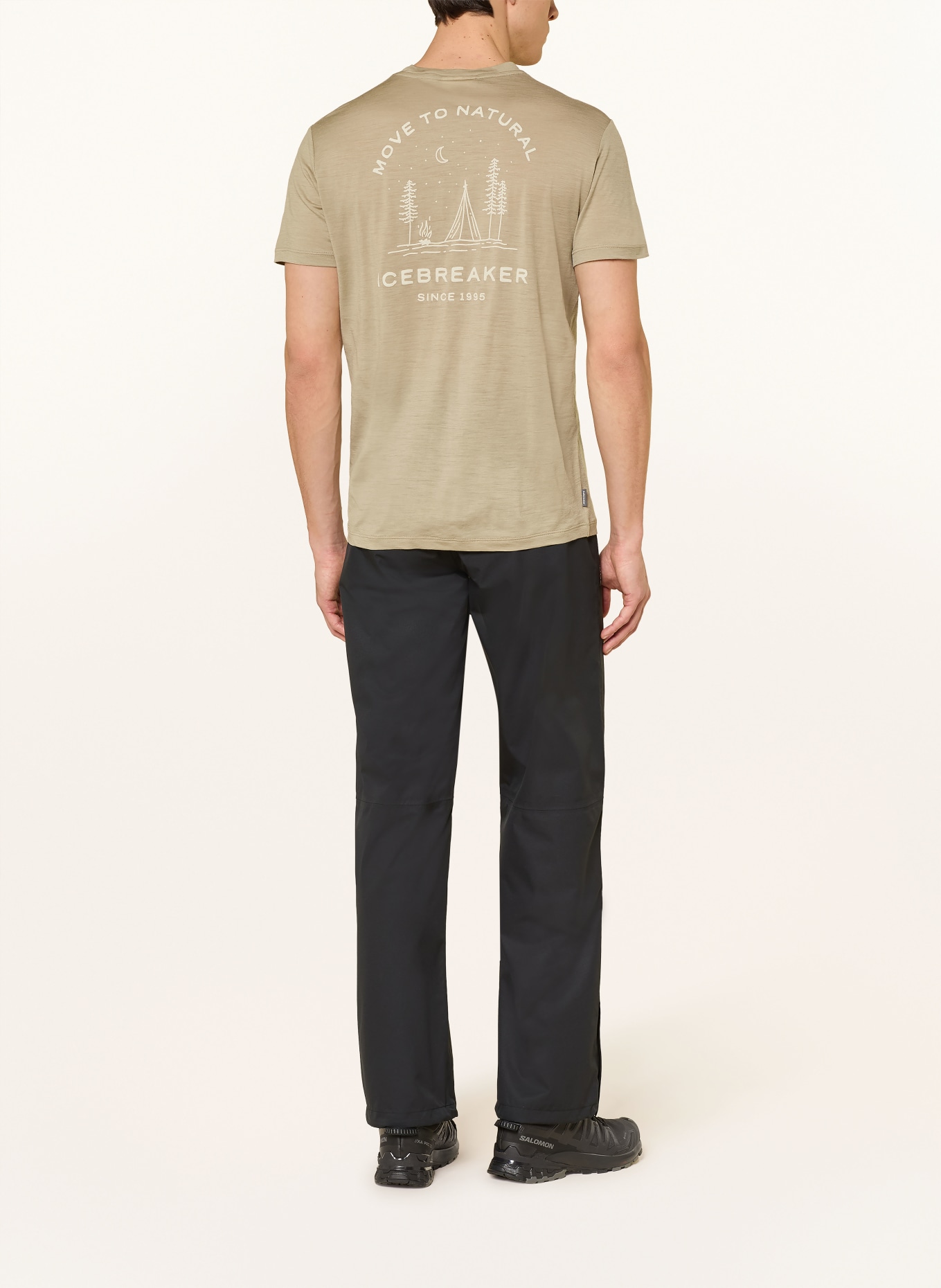 icebreaker Koszulka funkcjonalna MERINO 150 TECH LITE PEACEFUL PASS z wełny merynosowej: BEŻOWY