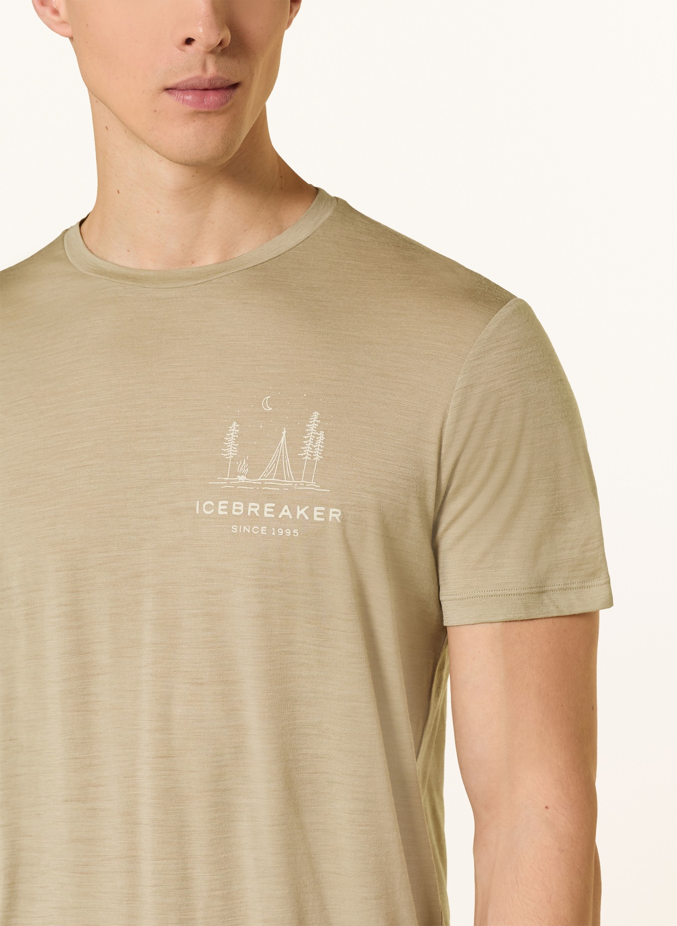 icebreaker Koszulka funkcjonalna MERINO 150 TECH LITE PEACEFUL PASS z wełny merynosowej: BEŻOWY