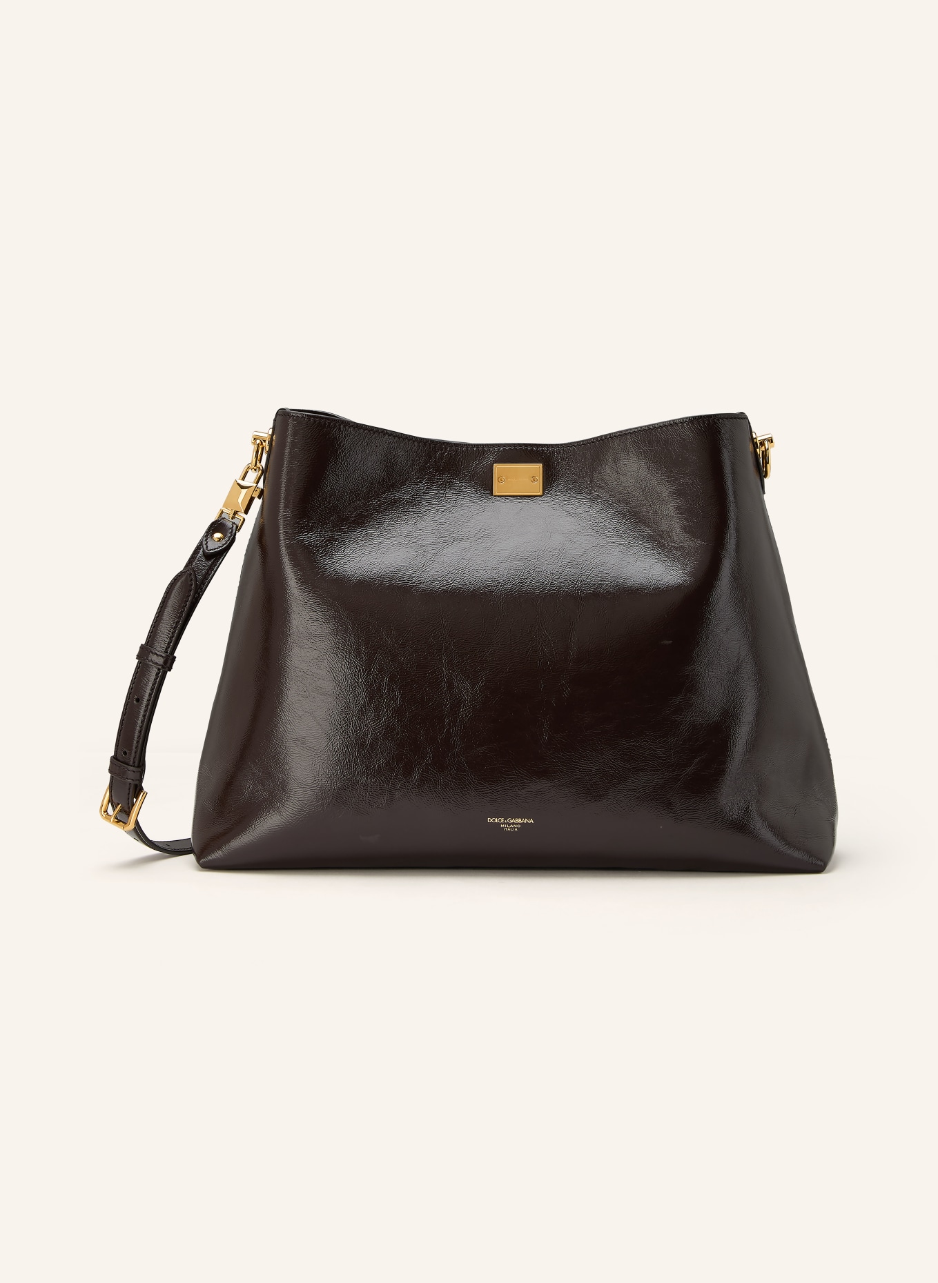 DOLCE & GABBANA VITTORIA LARGE Shoulder Bag: DARK BROWN / GOLD