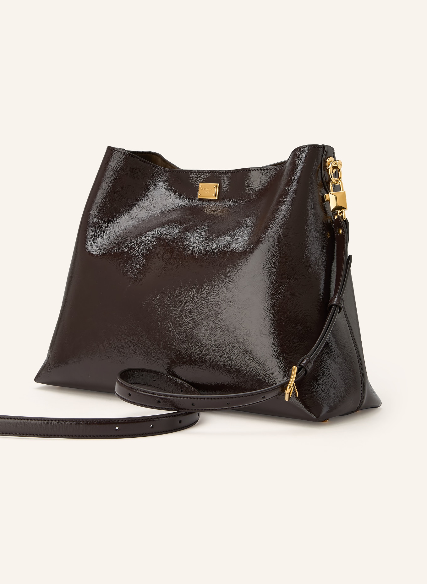DOLCE & GABBANA VITTORIA LARGE Shoulder Bag: DARK BROWN / GOLD