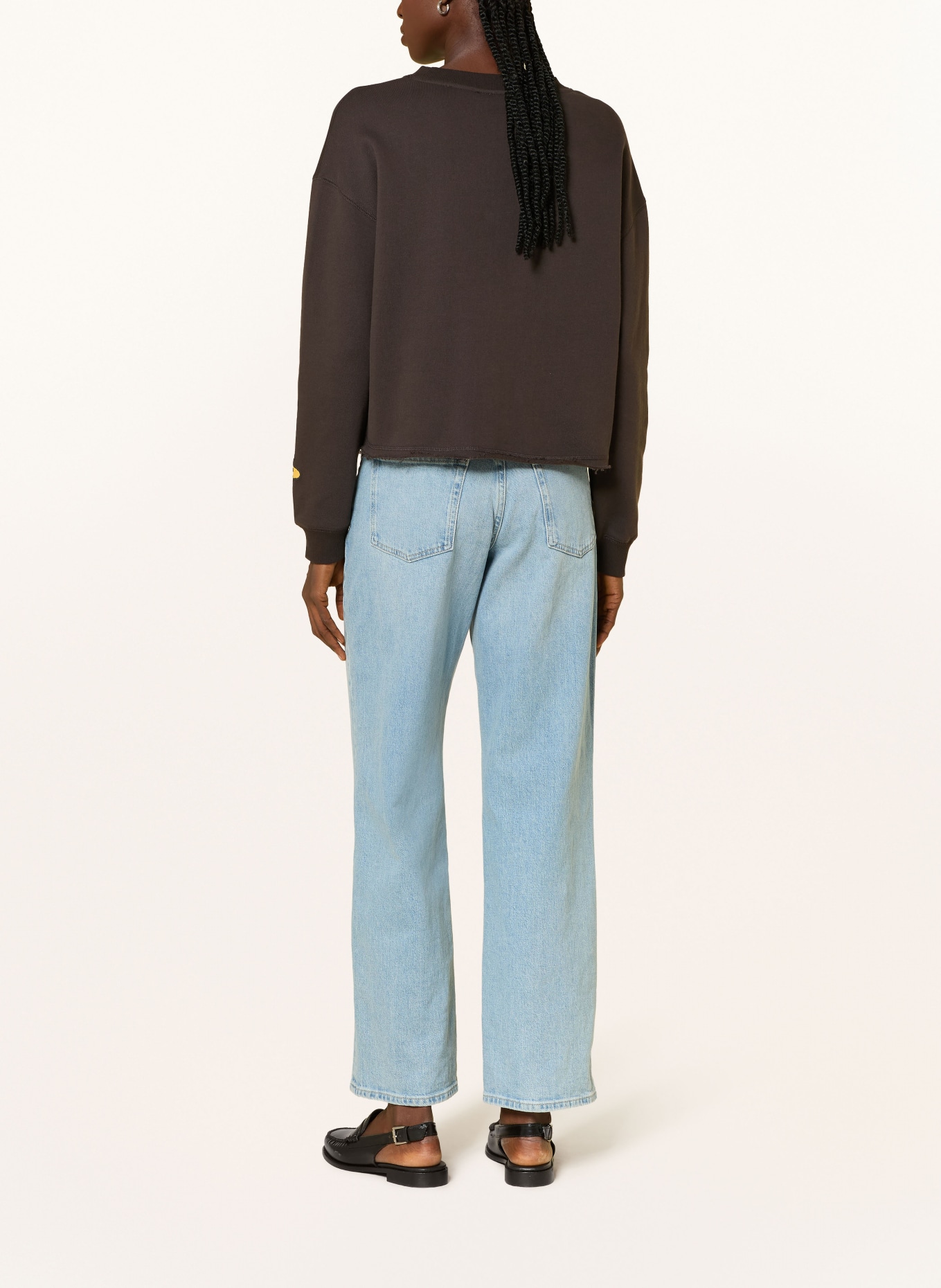 FrogBox Sweatshirt with sequins: DARK BROWN / WHITE