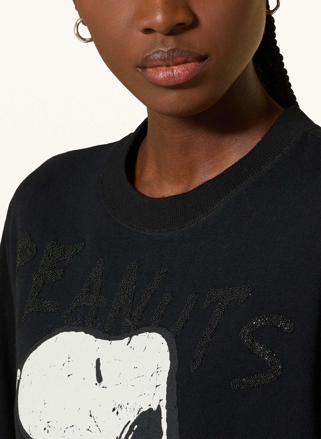 FrogBox Sweat-shirt à manches 3/4: NOIR / BLANC