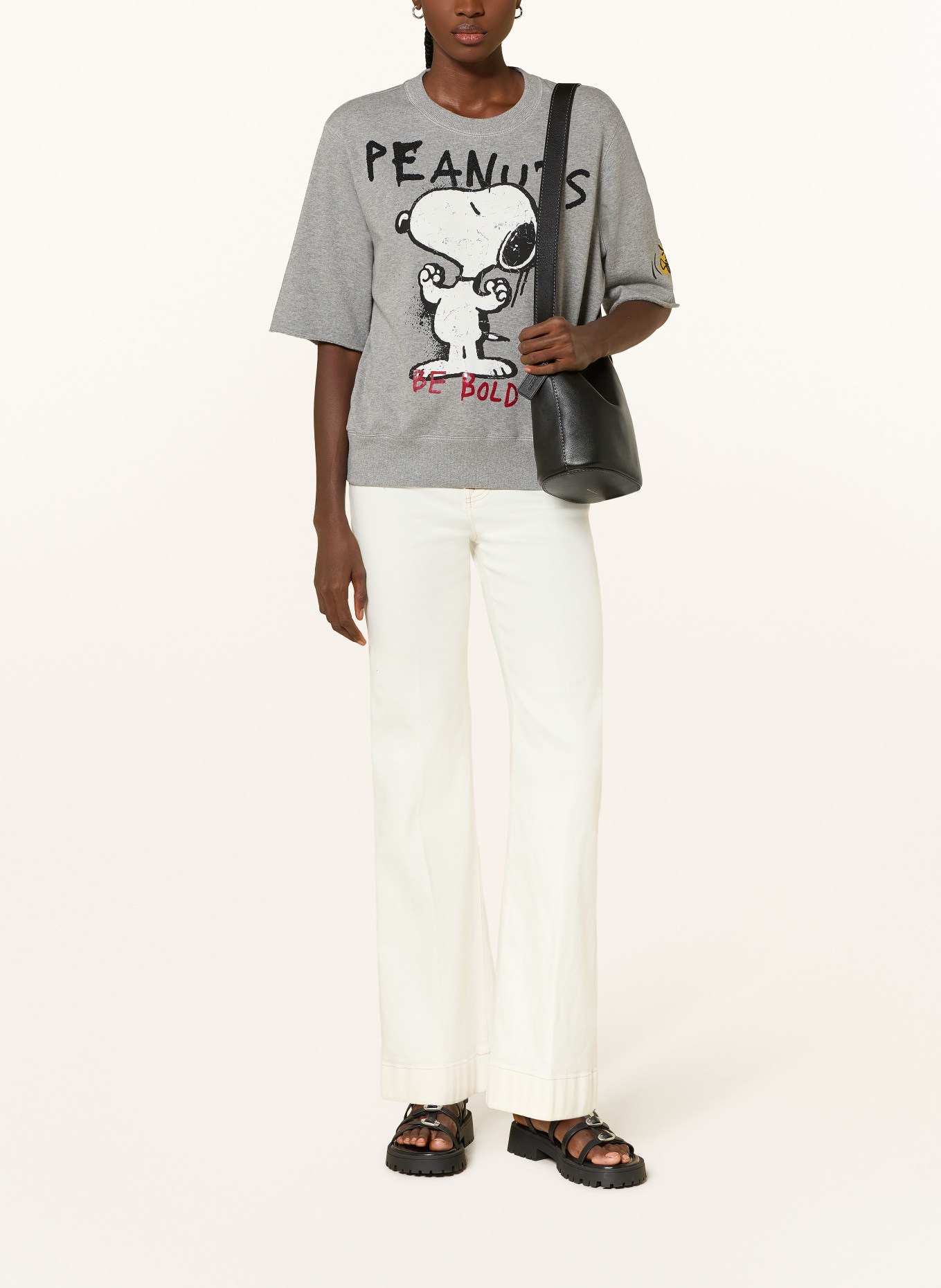 FrogBox Sweat-shirt à manches 3/4: GRIS / BLANC / NOIR