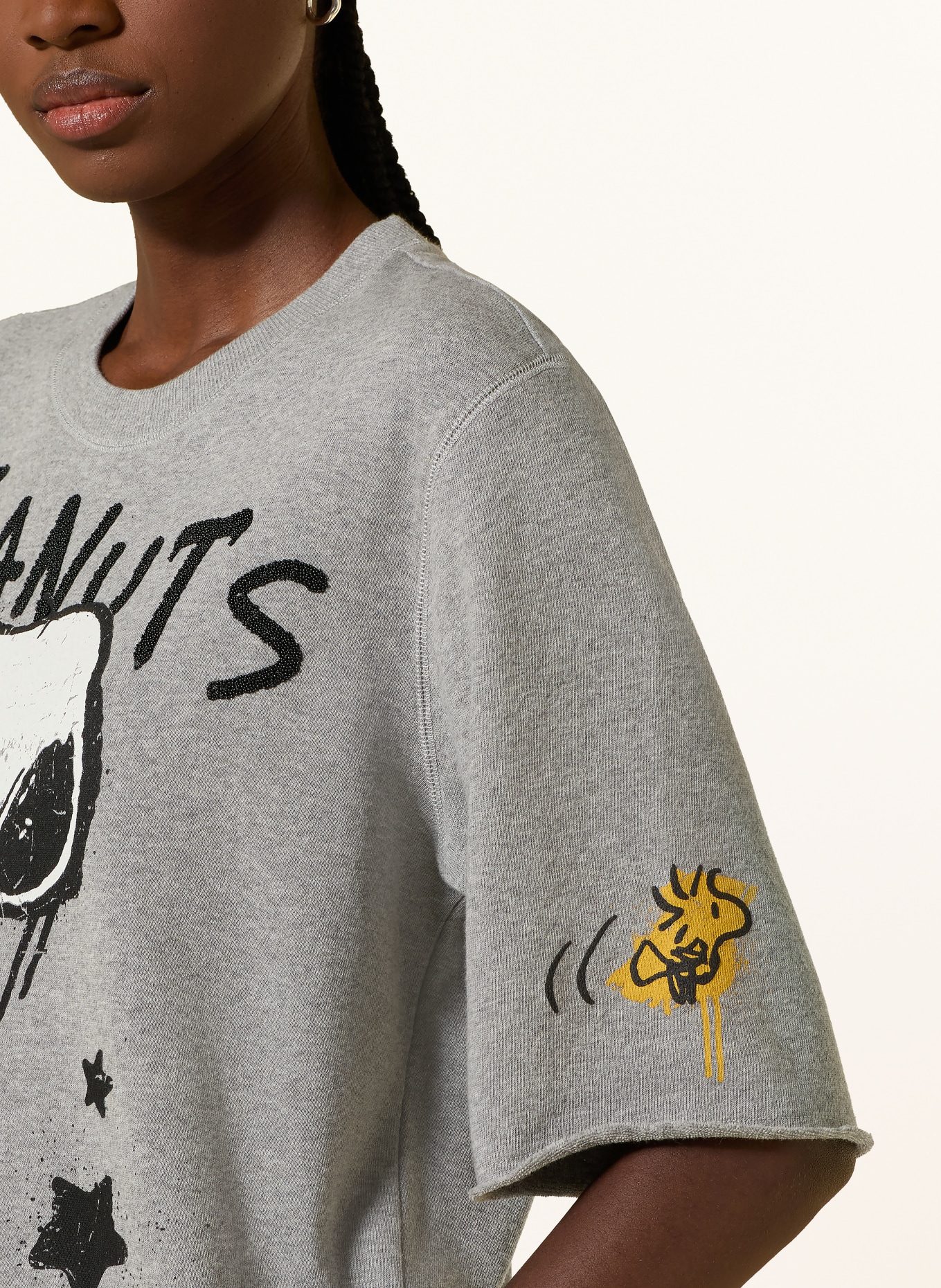 FrogBox Sweat-shirt à manches 3/4: GRIS / BLANC / NOIR