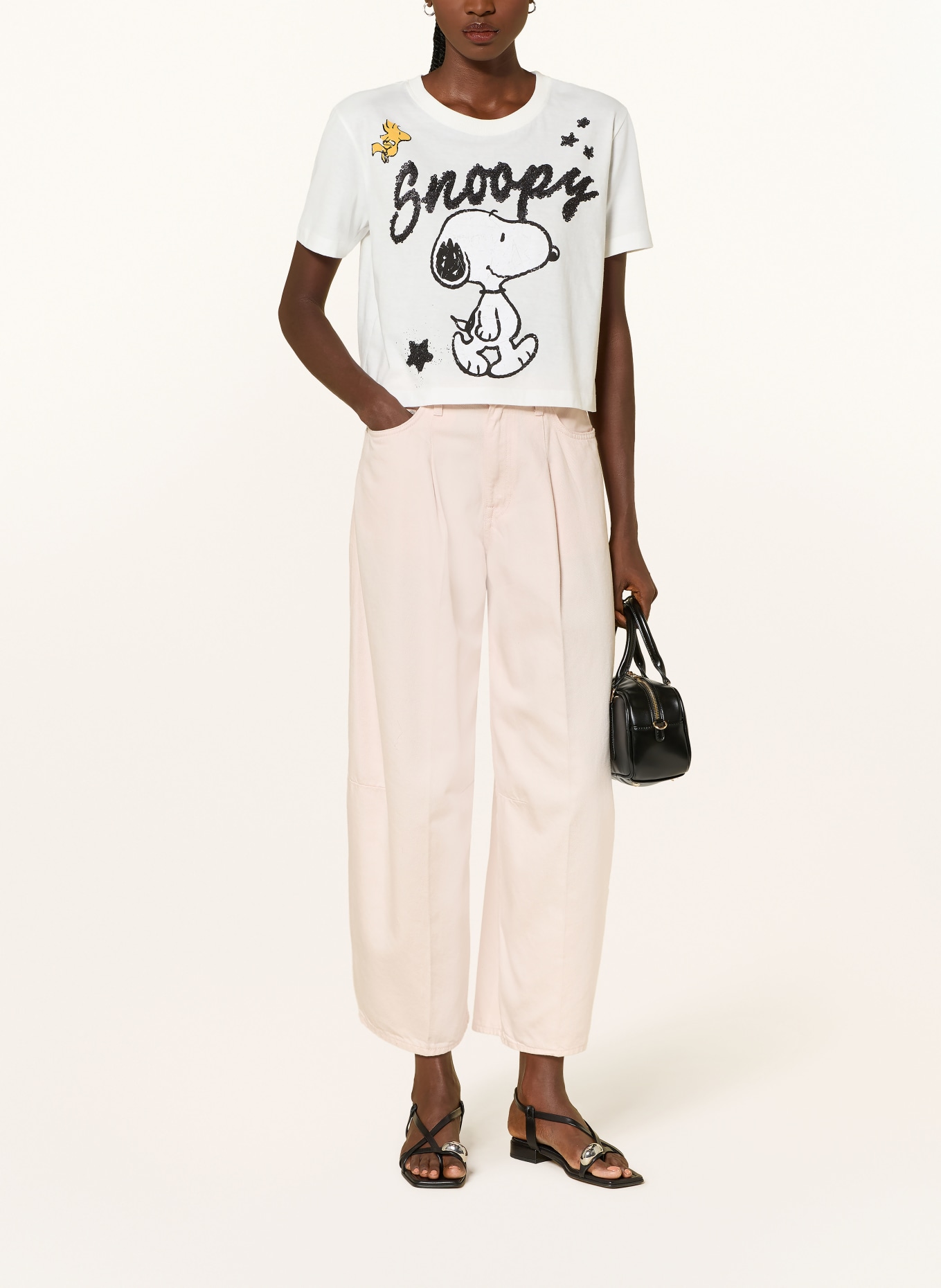 FrogBox T-shirt à paillettes: BLANC / NOIR