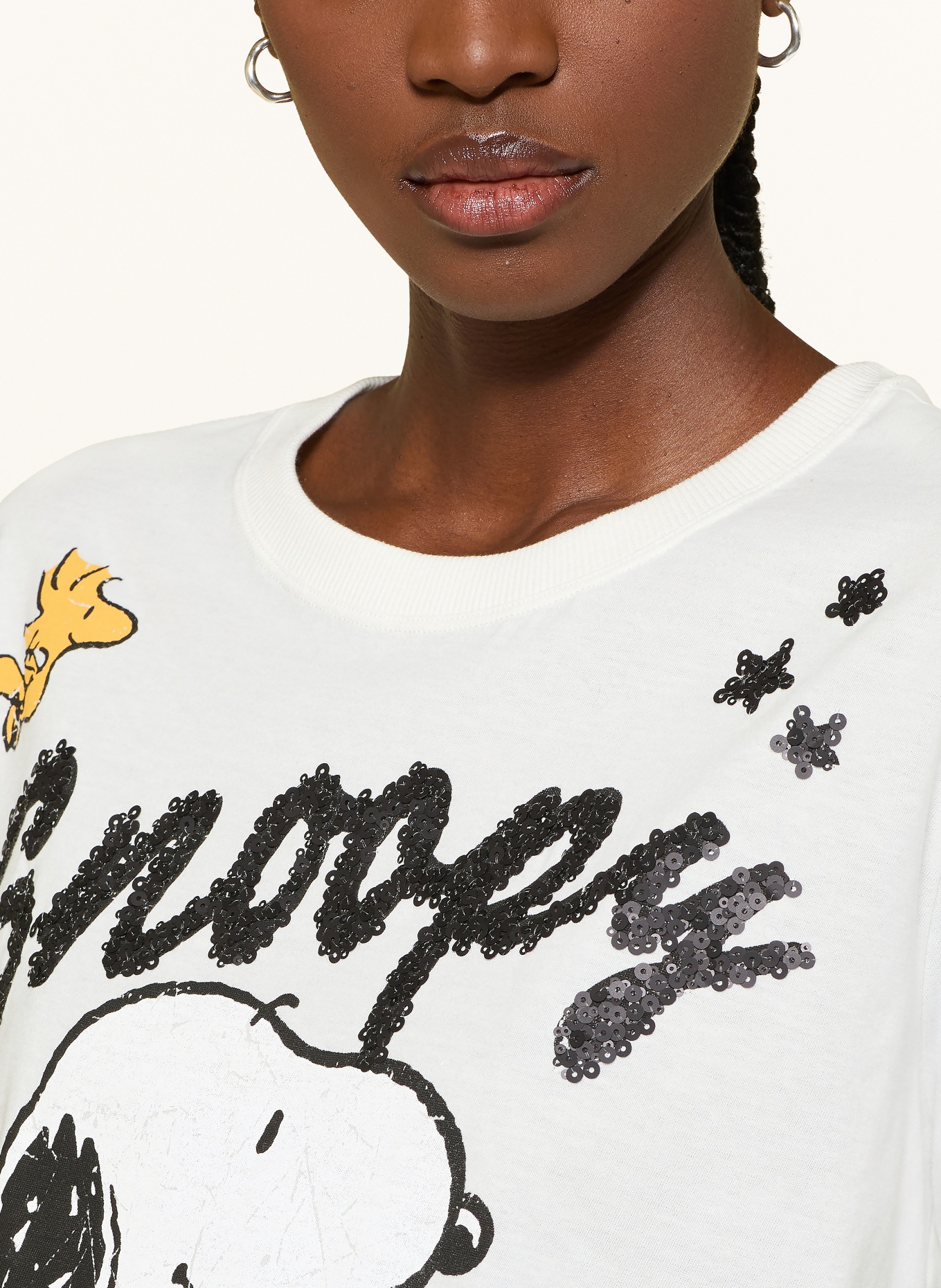 FrogBox T-shirt à paillettes: BLANC / NOIR