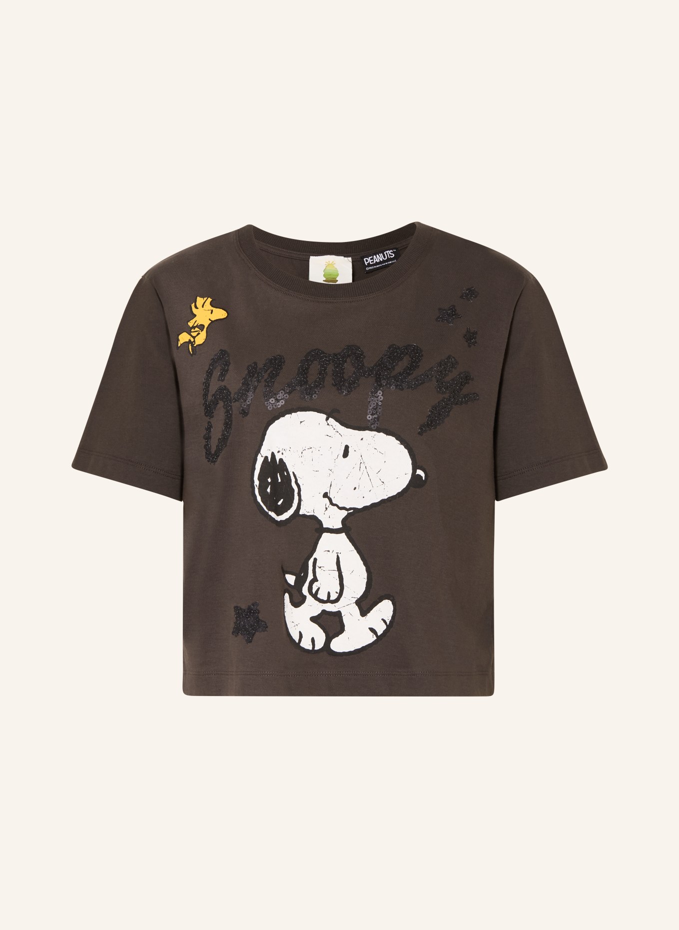 FrogBox T-shirt à paillettes: MARRON FONCÉ / BLANC / NOIR