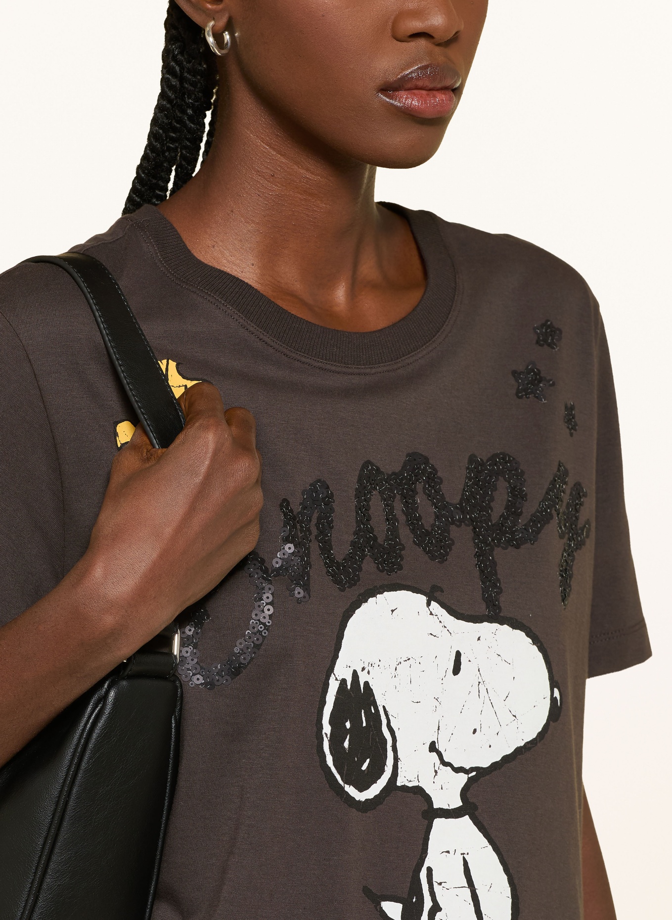 FrogBox T-shirt à paillettes: MARRON FONCÉ / BLANC / NOIR