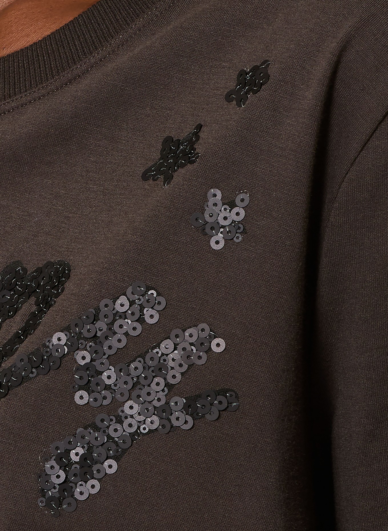 FrogBox T-shirt à paillettes: MARRON FONCÉ / BLANC / NOIR