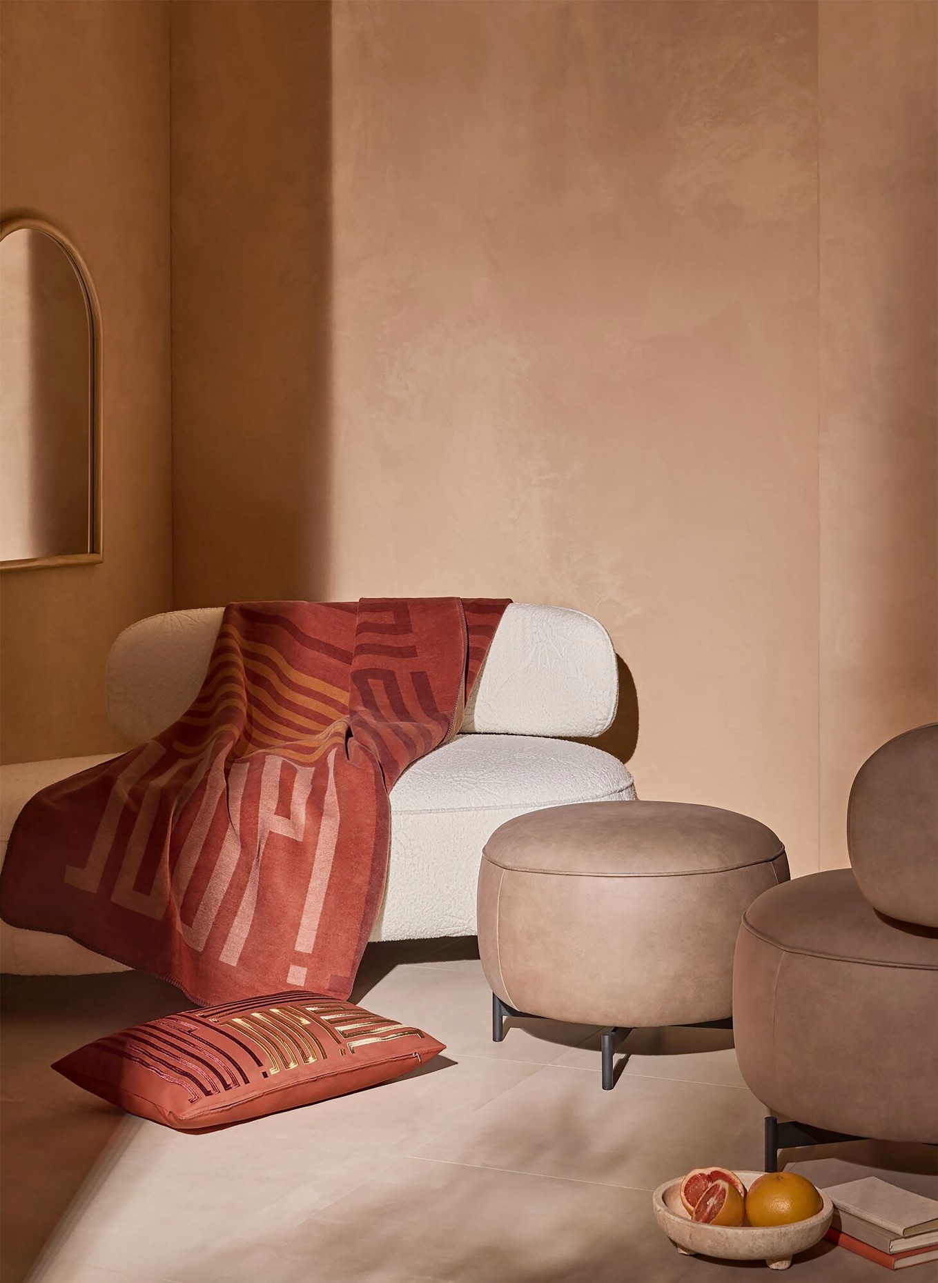 JOOP! Housse de coussin décorative BARS: ROUGE / MARRON