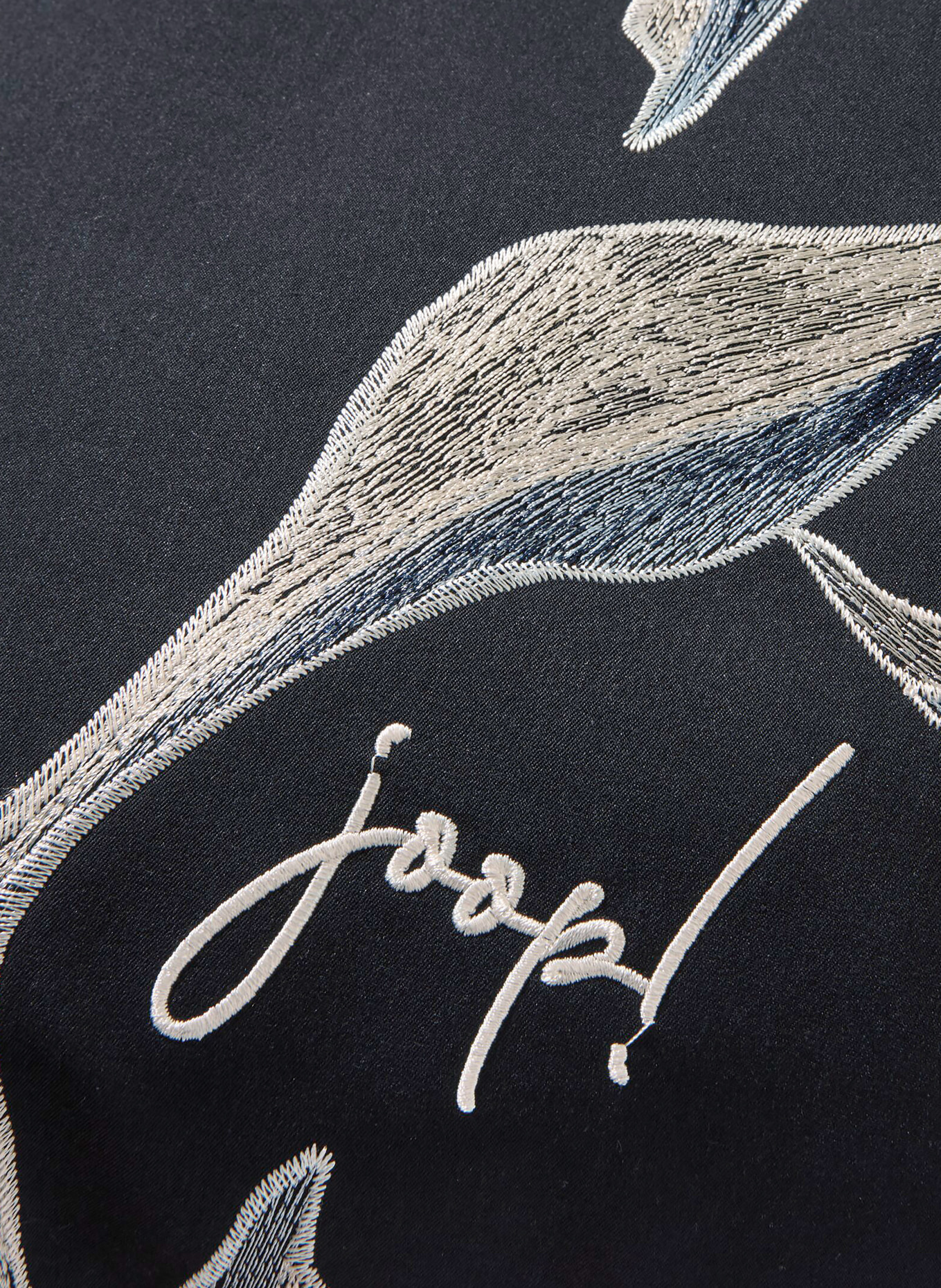 JOOP! Housse de coussin décorative FLORA: BLEU FONCÉ / GRIS