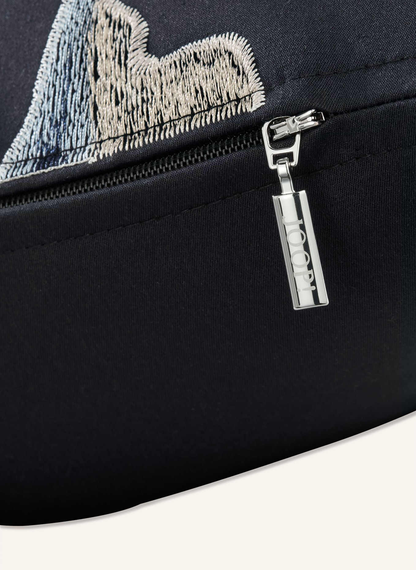 JOOP! Housse de coussin décorative FLORA: BLEU FONCÉ / GRIS