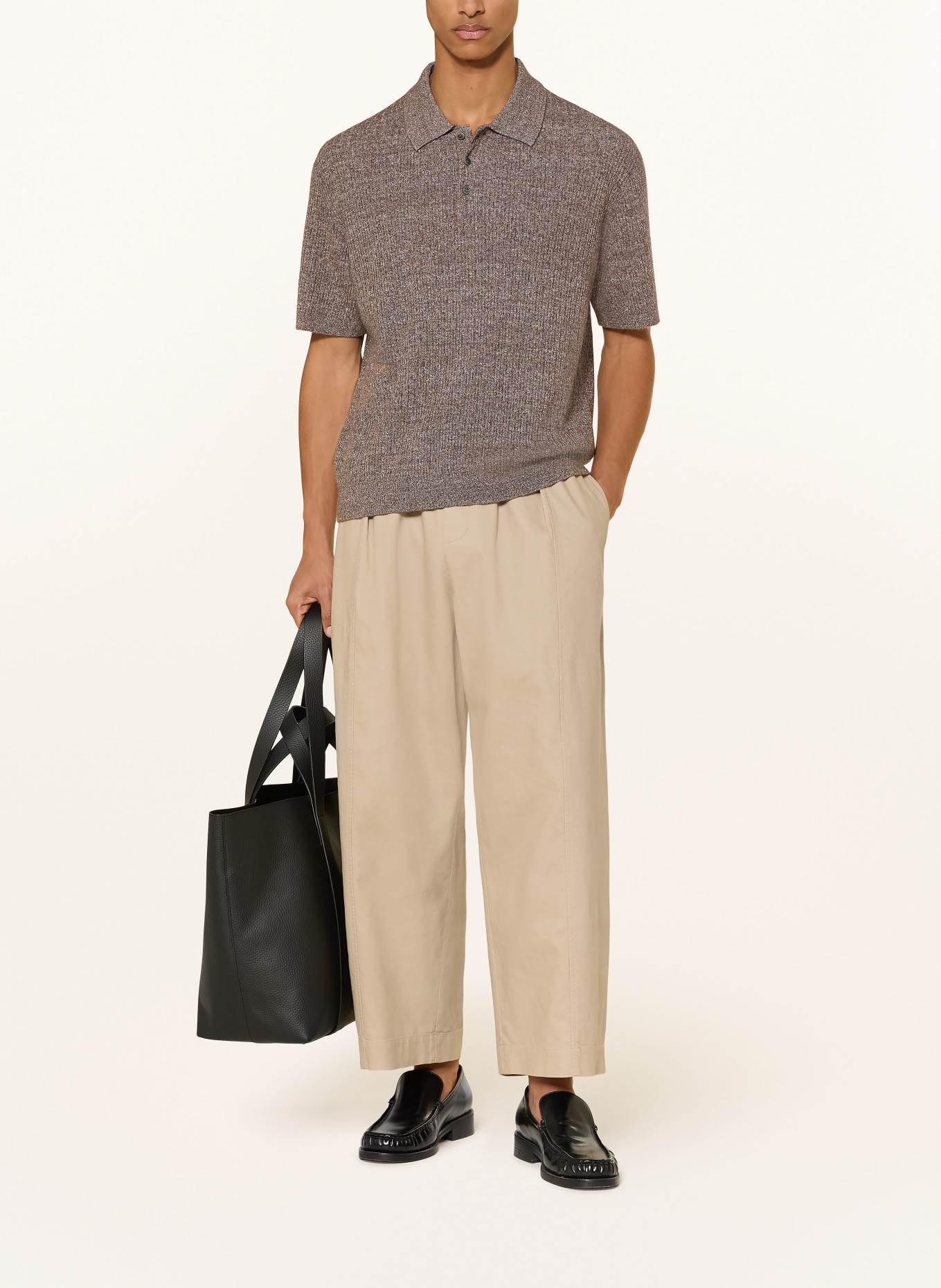 COS Polo en maille avec soie et lin: MARRON