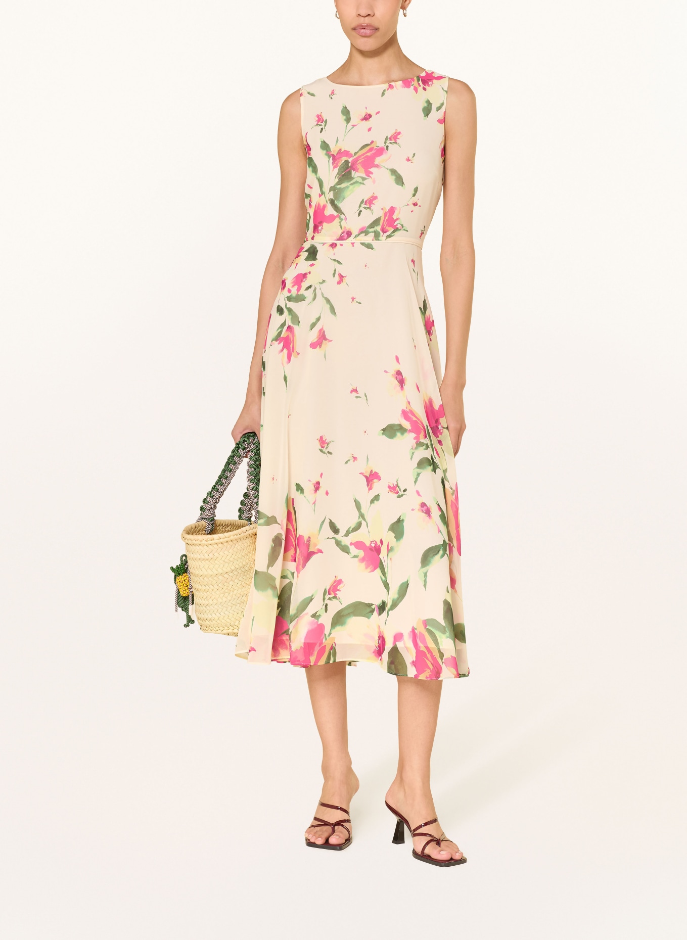 HOBBS Robe CARLY: JAUNE CLAIR / ROSE FUCHSIA / VERT