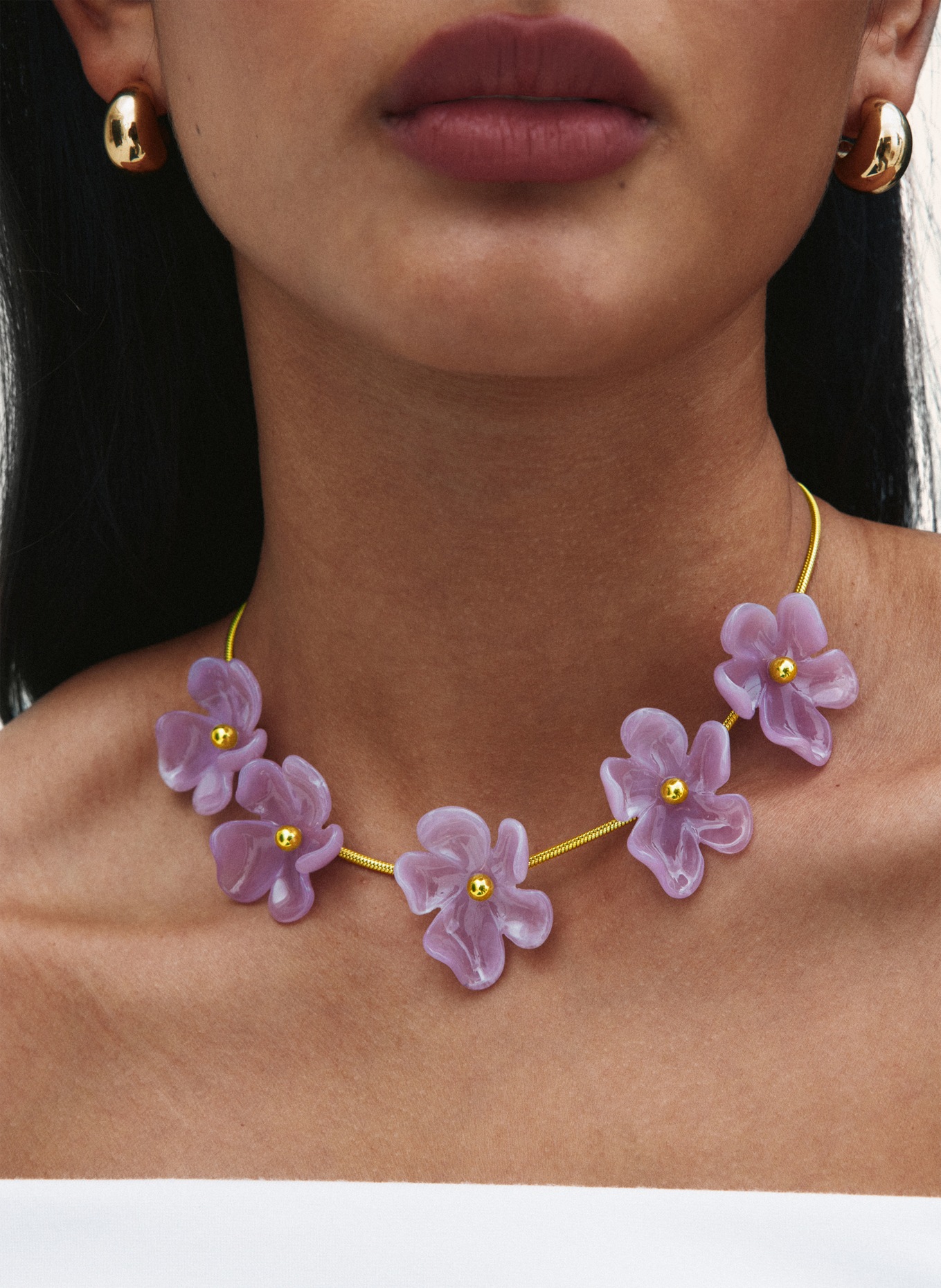 EDBLAD Collier WILDFLOWER: OR / LILAS CLAIR