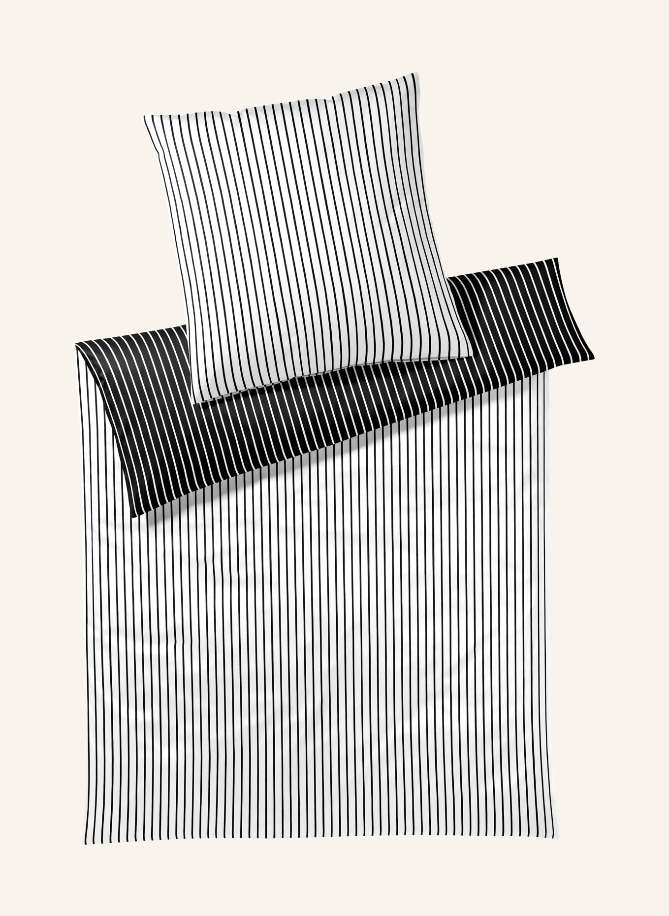 elegante Linge de lit LINED réversible: BLANC / NOIR