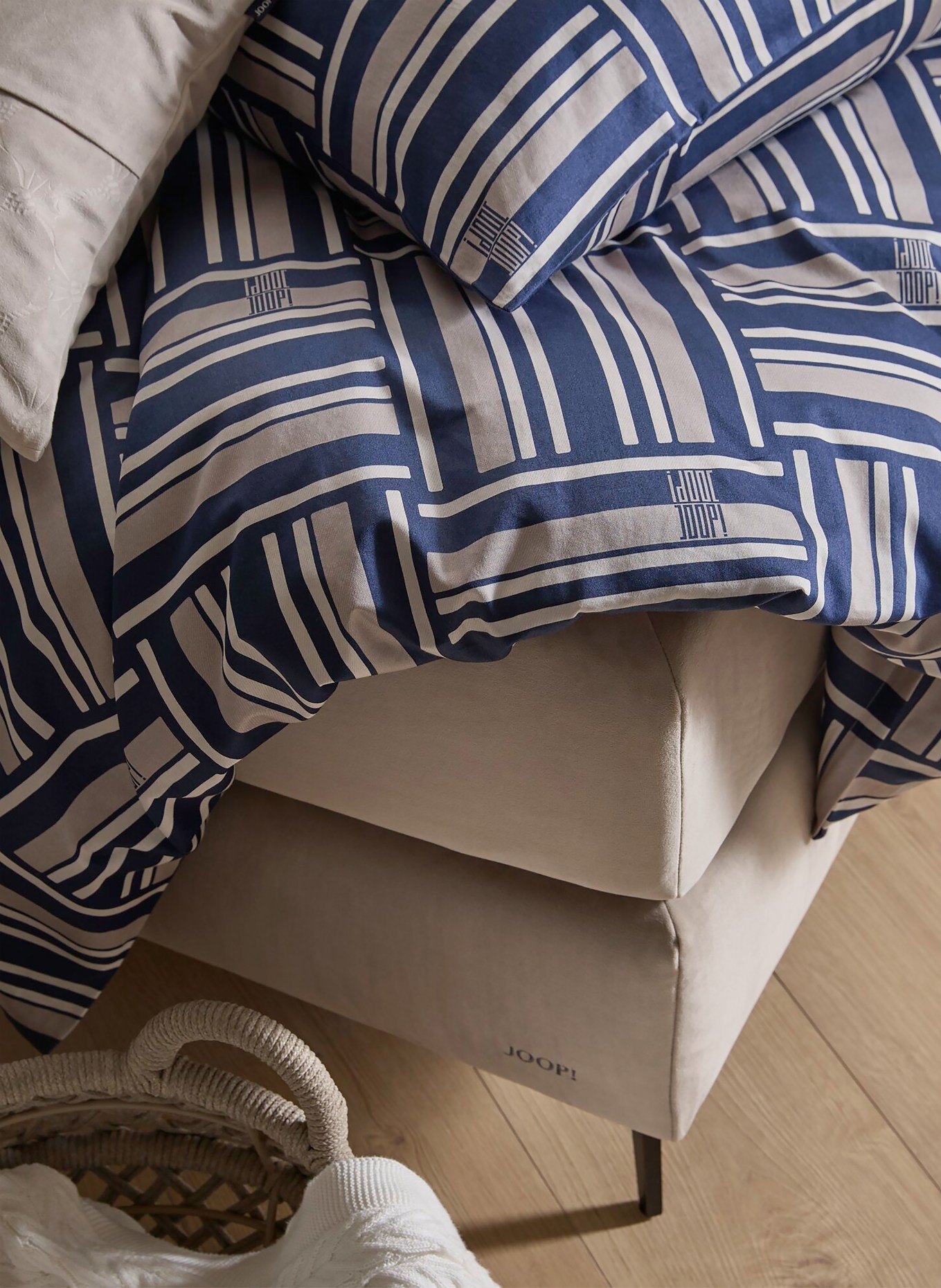 JOOP! Linge de lit WEAVE: BLEU FONCÉ / GRIS / BLANC