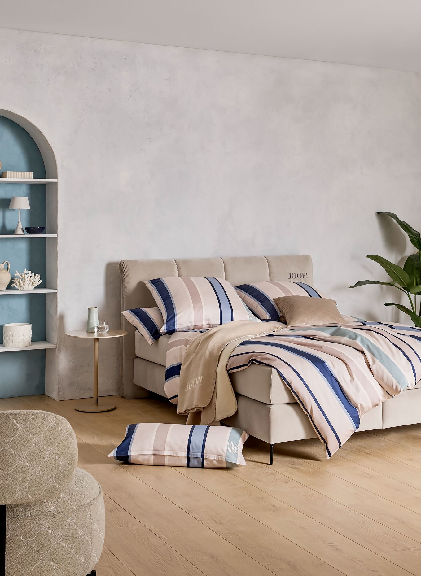 JOOP! Bettwäsche BANKS: HELLGRAU / HELLBLAU / DUNKELBLAU