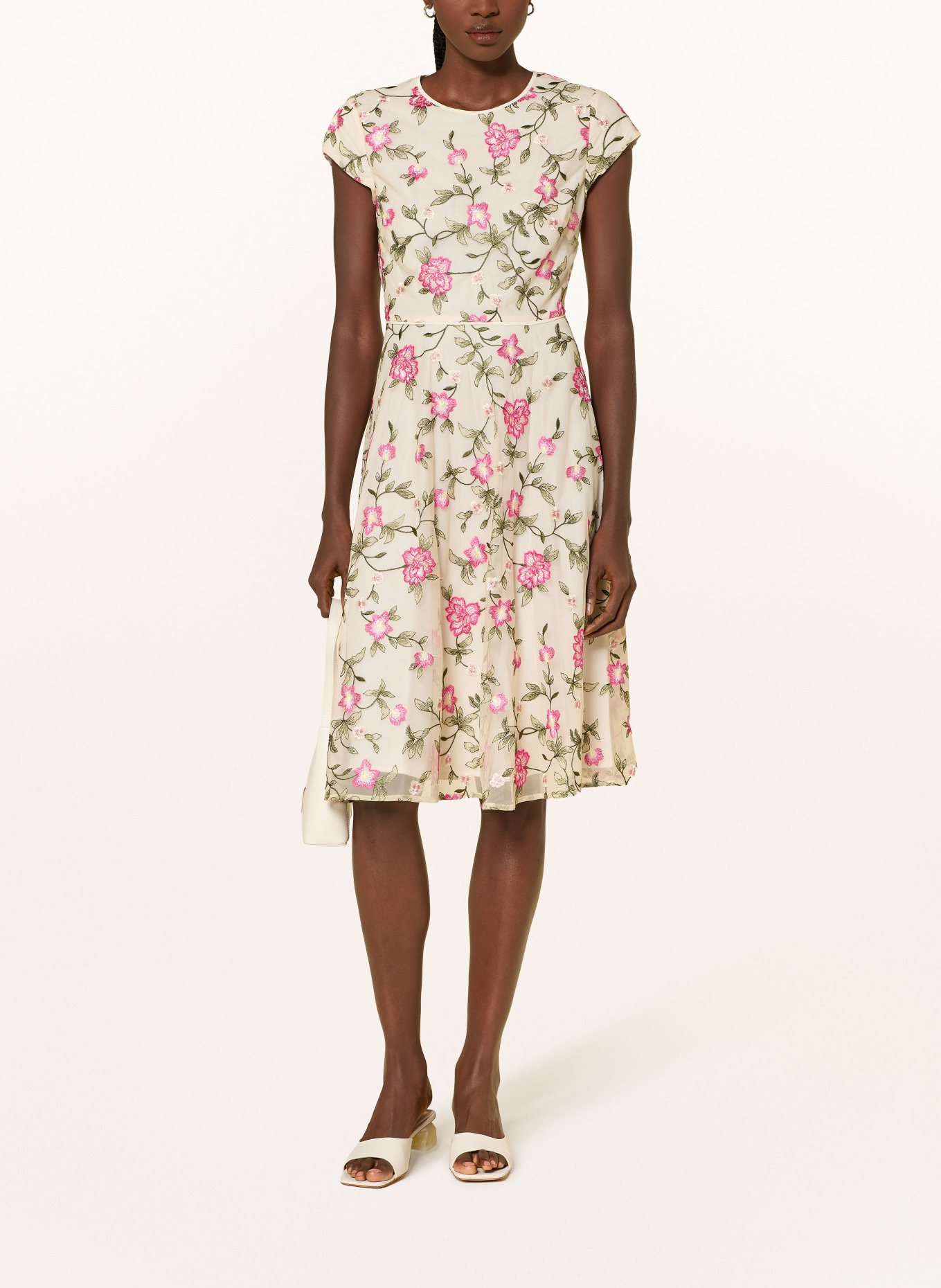 HOBBS TIA dress: BEIGE / PINK / GREEN