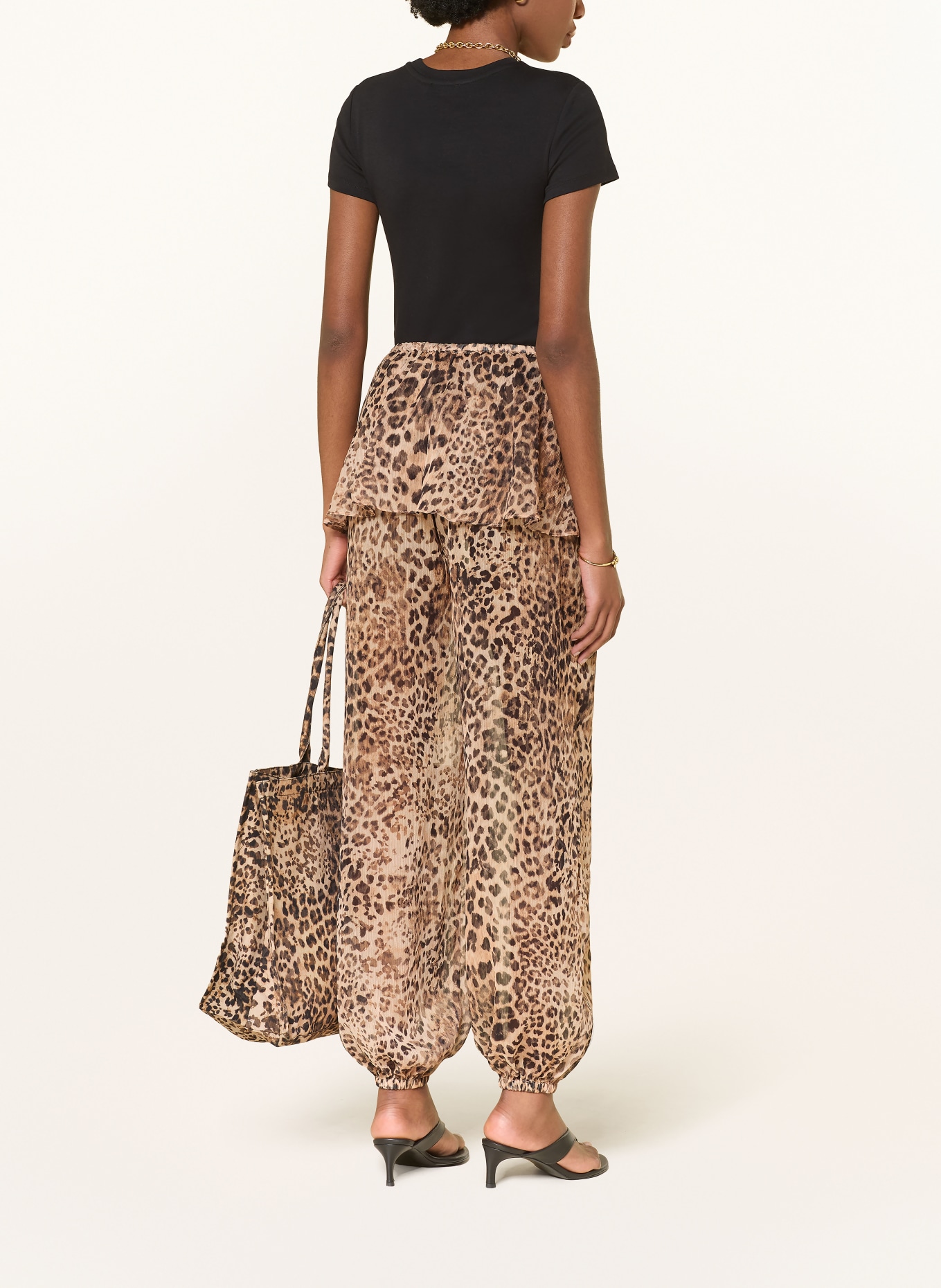 MRS & HUGS Kalhoty s volánky: BÉŽOVÁ / TMAVĚ HNĚDÁ