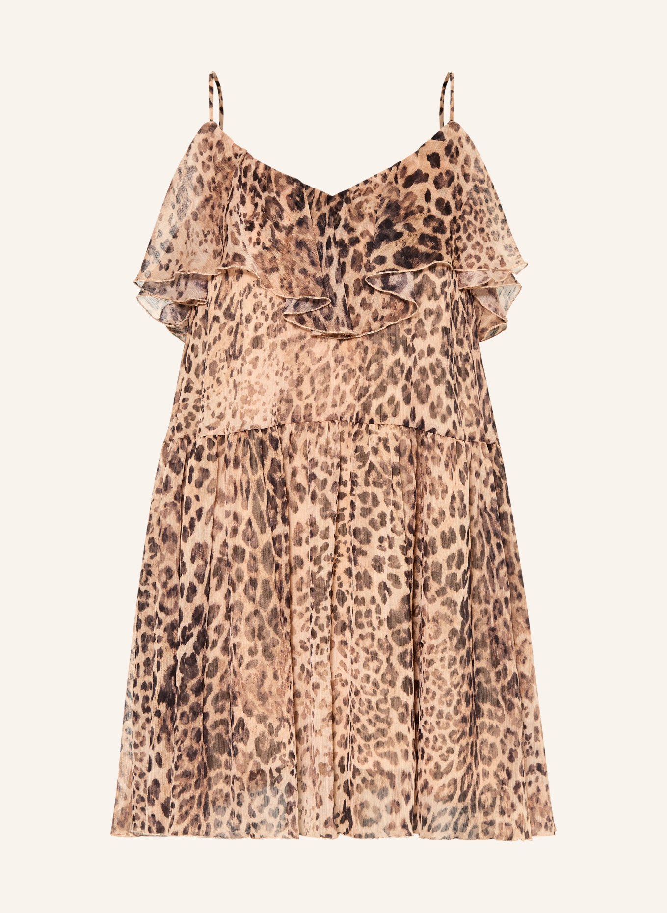 MRS & HUGS Jurk met volants: BEIGE / MARRON FONCÉ