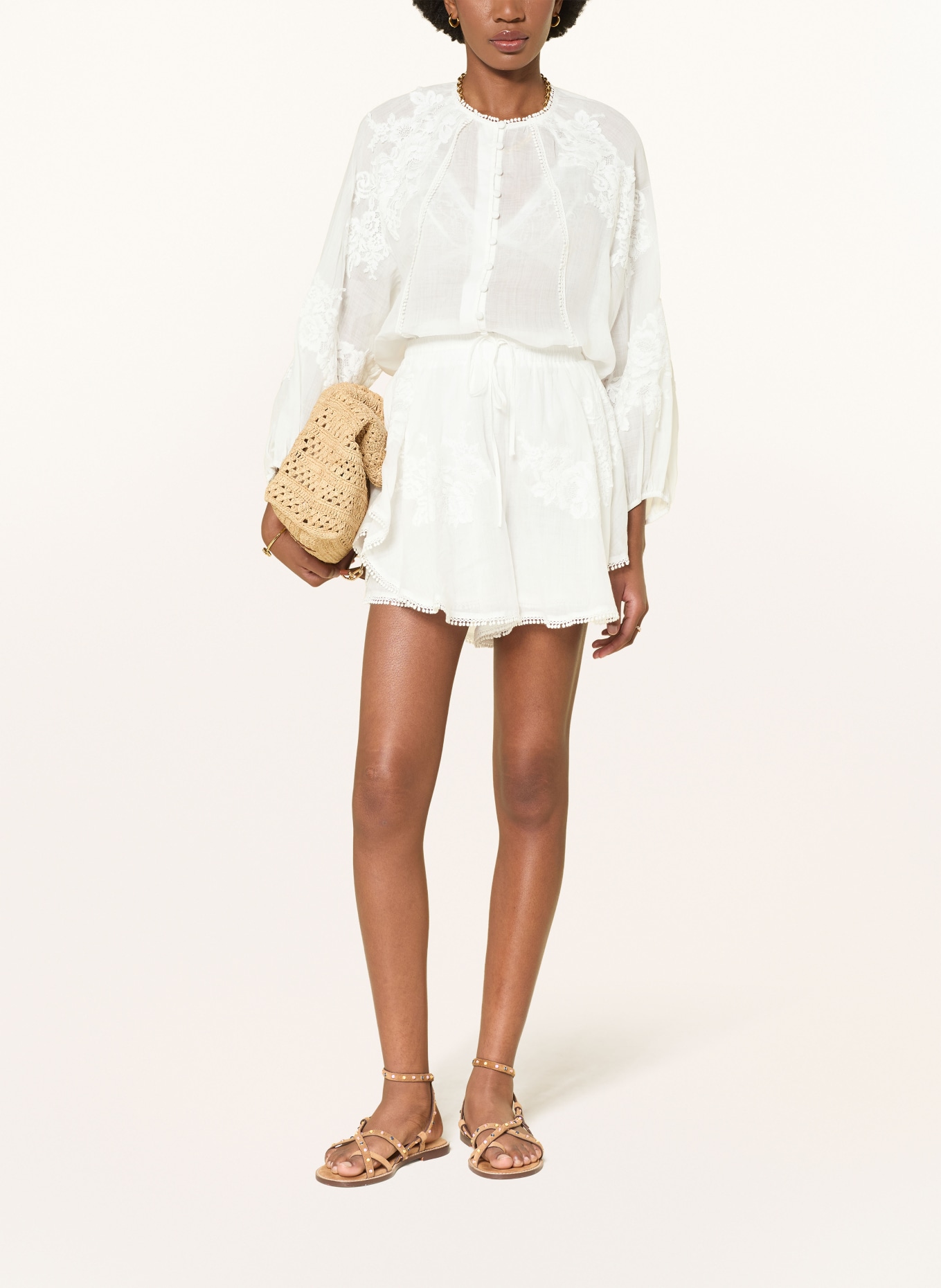 MRS & HUGS Blouse with lace: WHITE