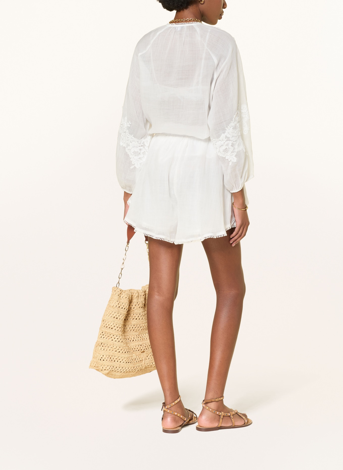 MRS & HUGS Blouse with lace: WHITE