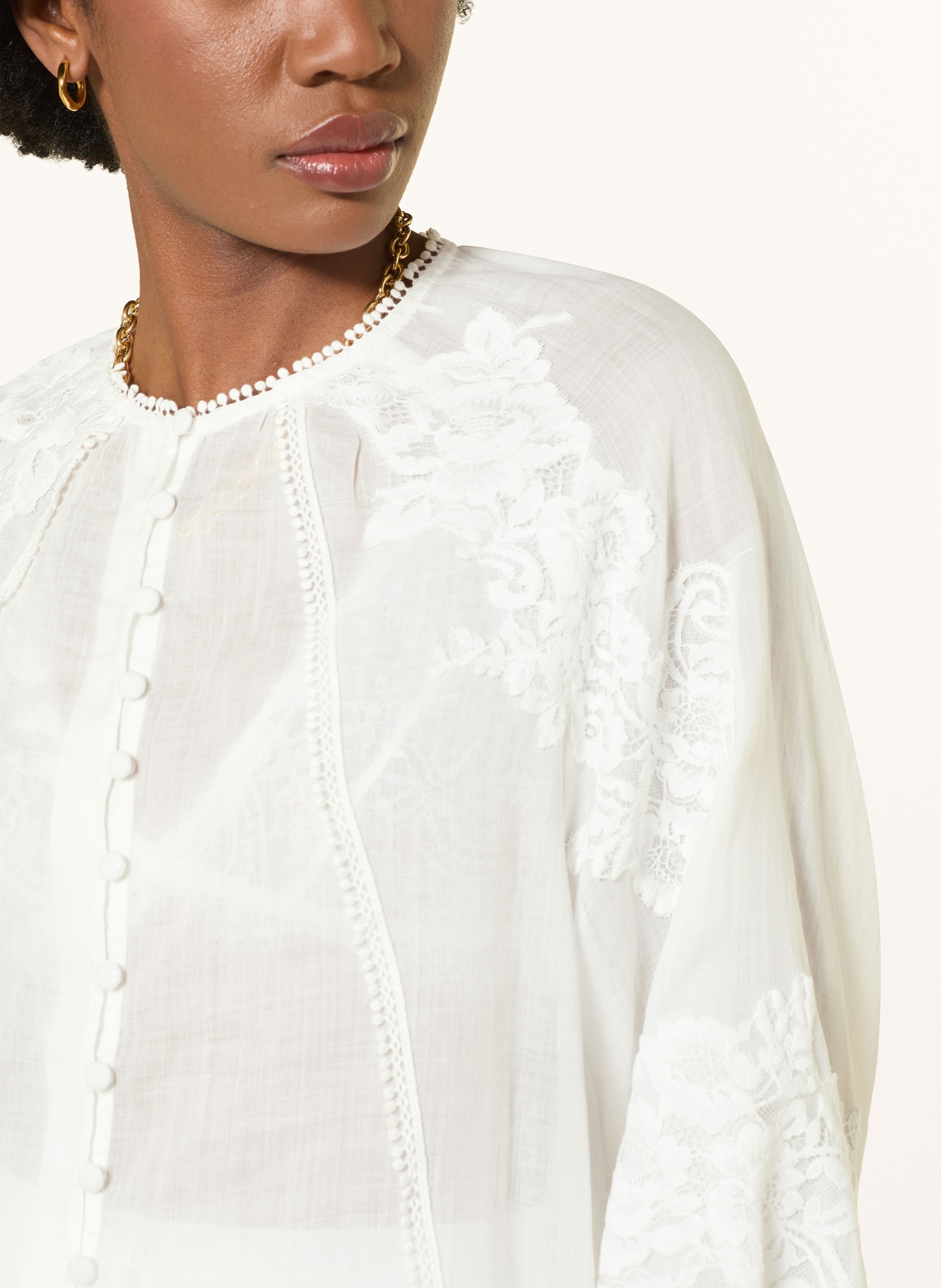 MRS & HUGS Blouse with lace: WHITE