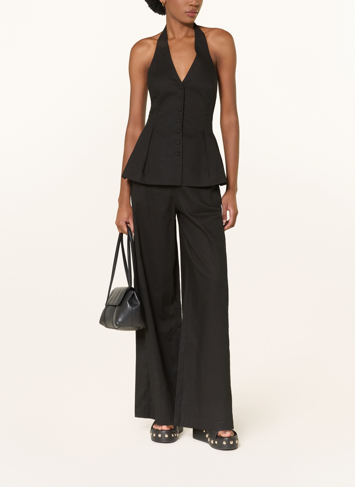 MRS & HUGS Linen trousers: BLACK