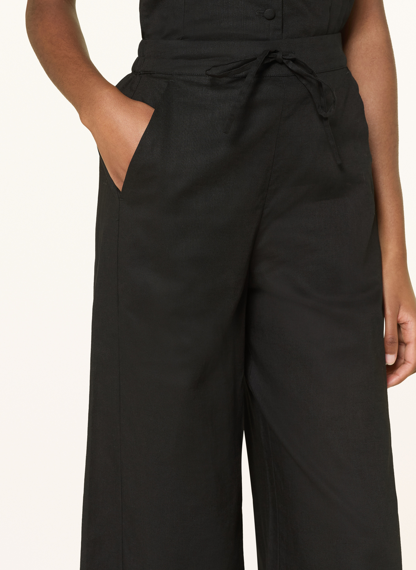 MRS & HUGS Linen trousers: BLACK