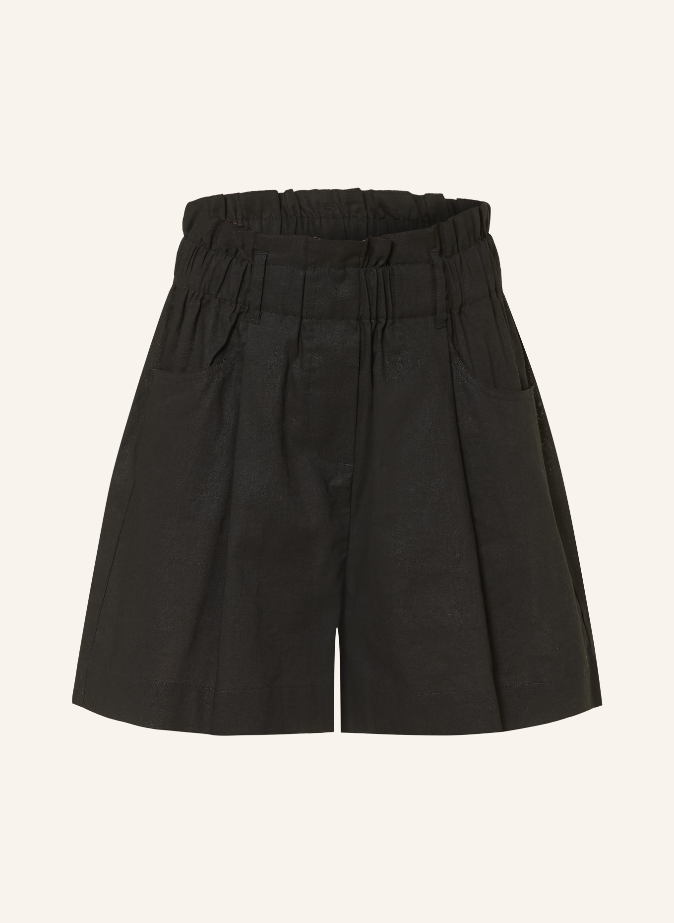 MRS & HUGS Paperbag-Shorts mit Leinen: SCHWARZ