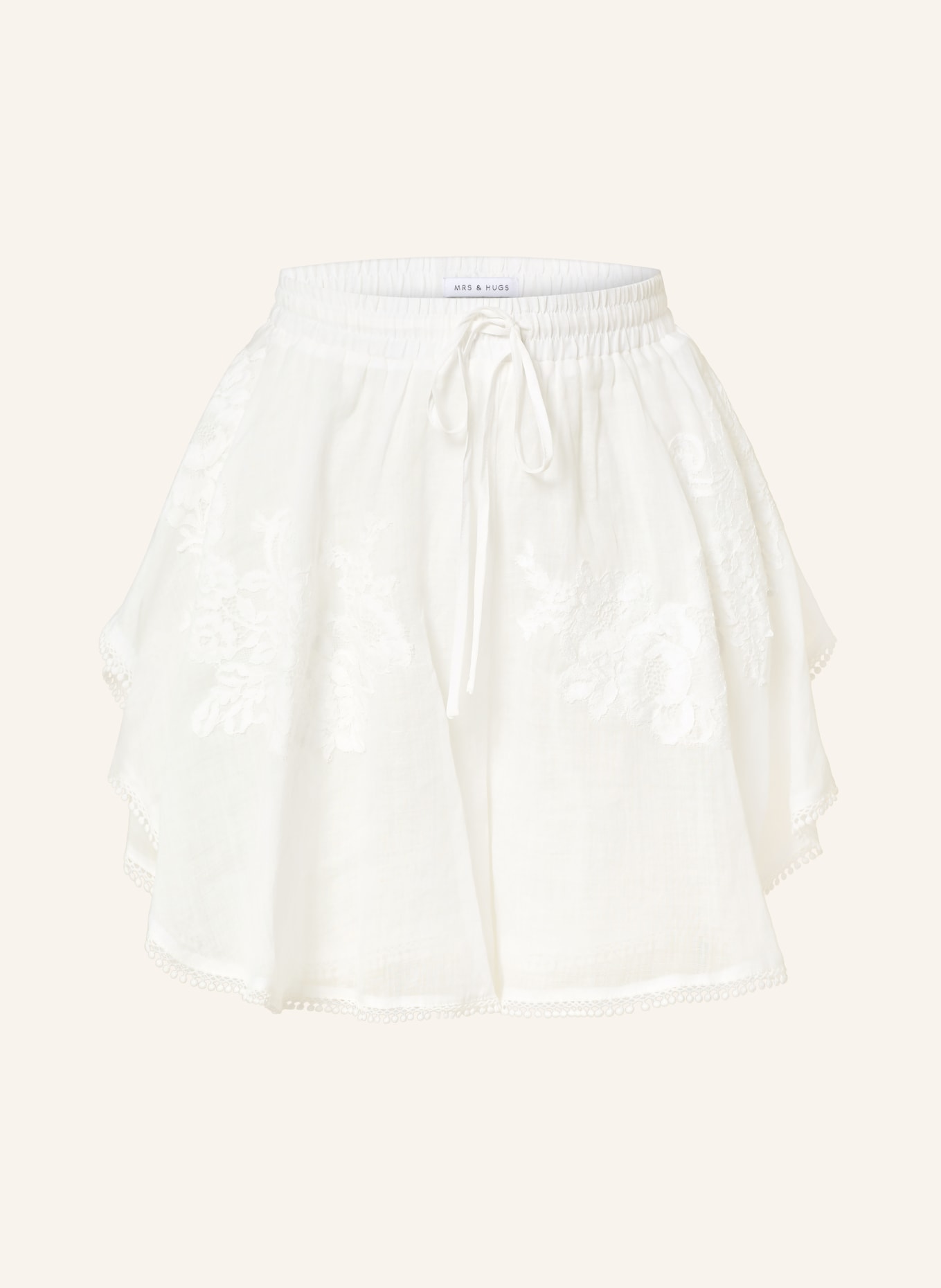 MRS & HUGS Shorts with lace: WHITE