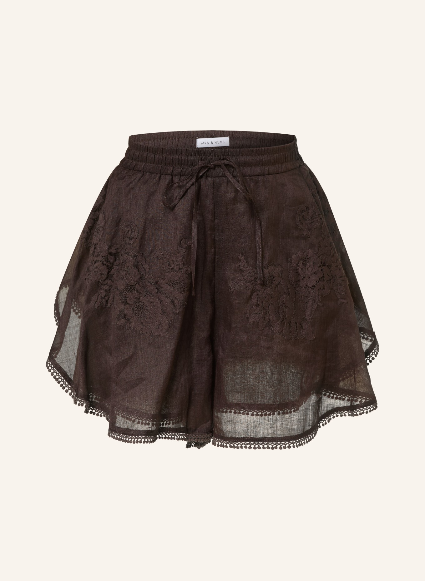 MRS & HUGS Shorts with lace: DARK BROWN