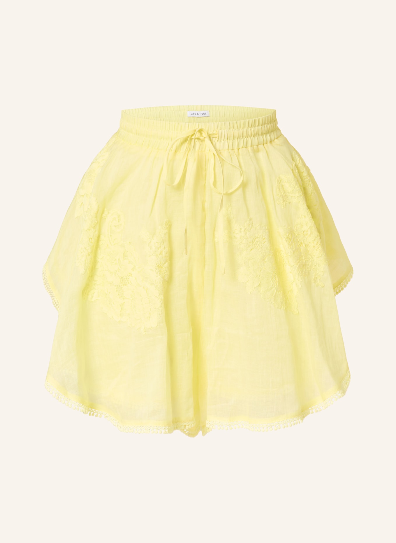MRS & HUGS Shorts with lace: LIGHT YELLOW