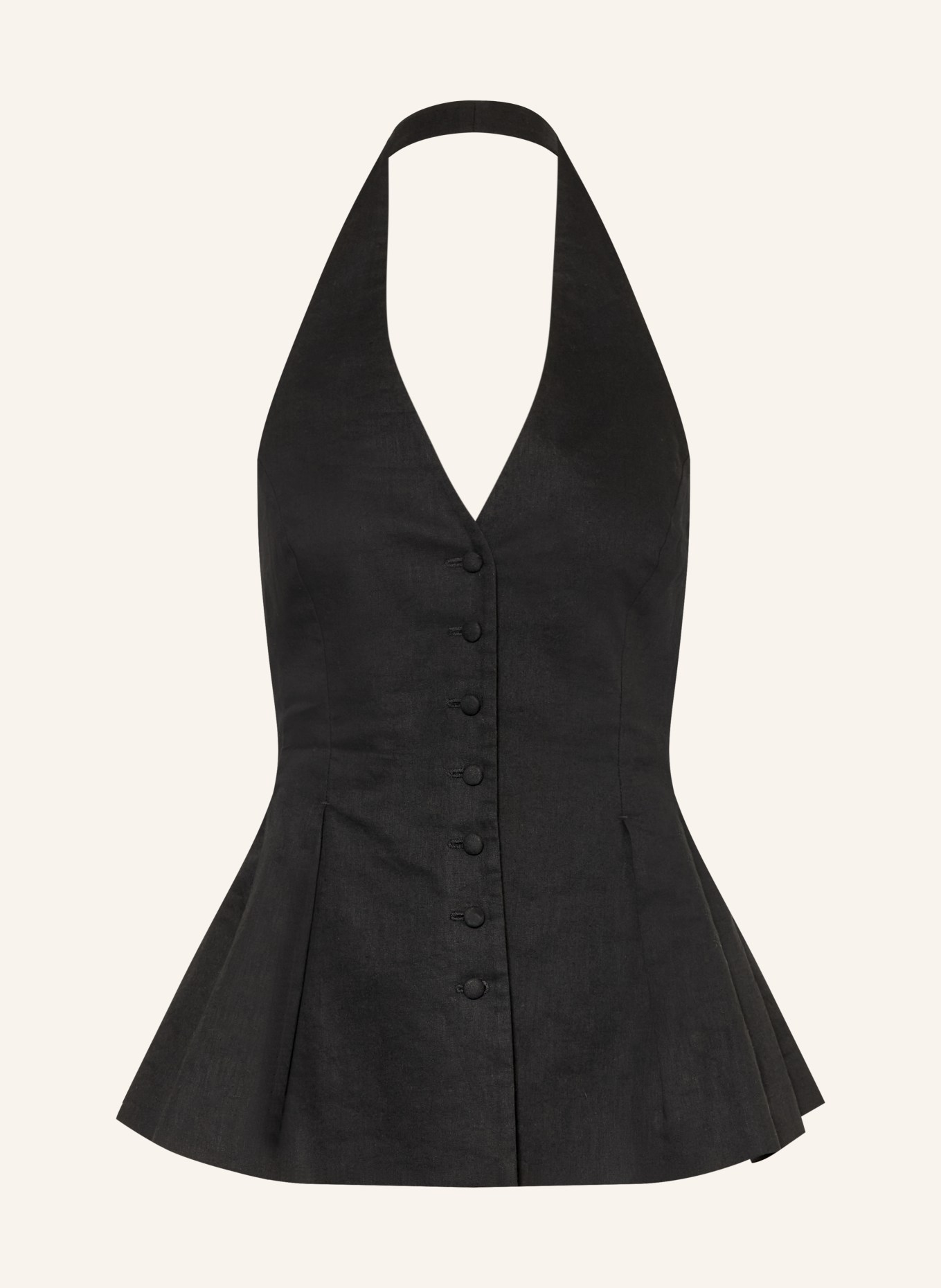 MRS & HUGS Blouse top with linen: BLACK
