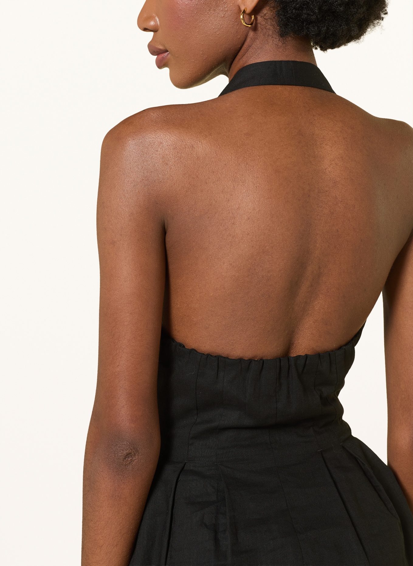 MRS & HUGS Blouse top with linen: BLACK
