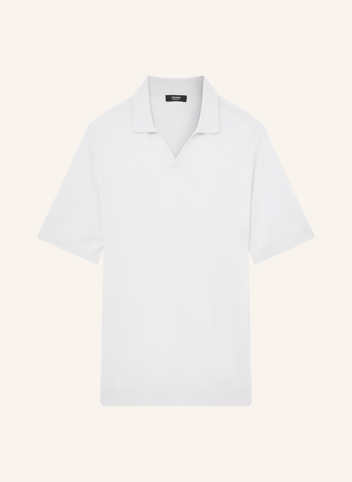 REISS Gebreid poloshirt DUCHIE van merinowol: LICHTBLAUW