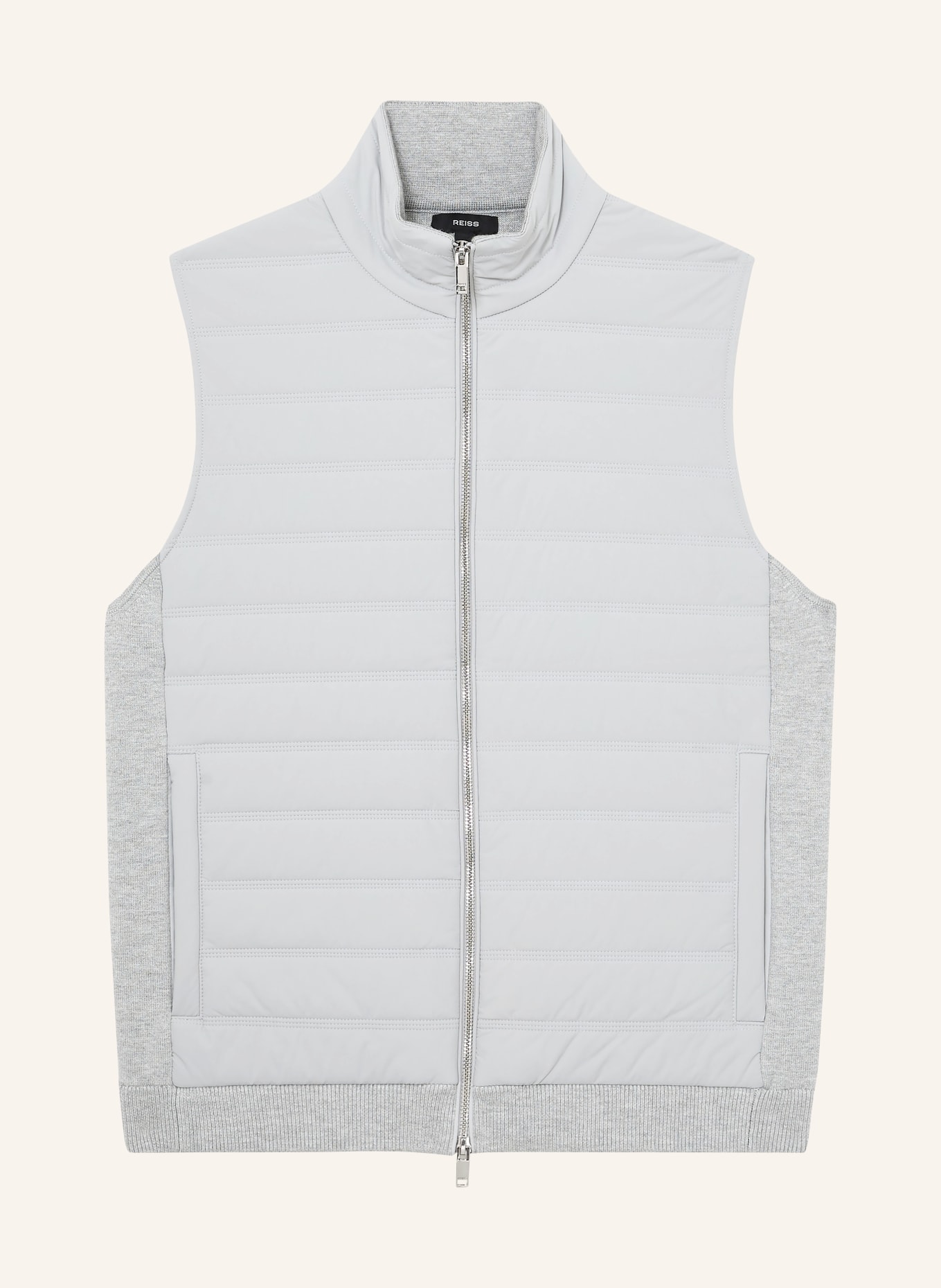 REISS Steppvest NEWFORD in materiaalmix: LICHTGRIJS