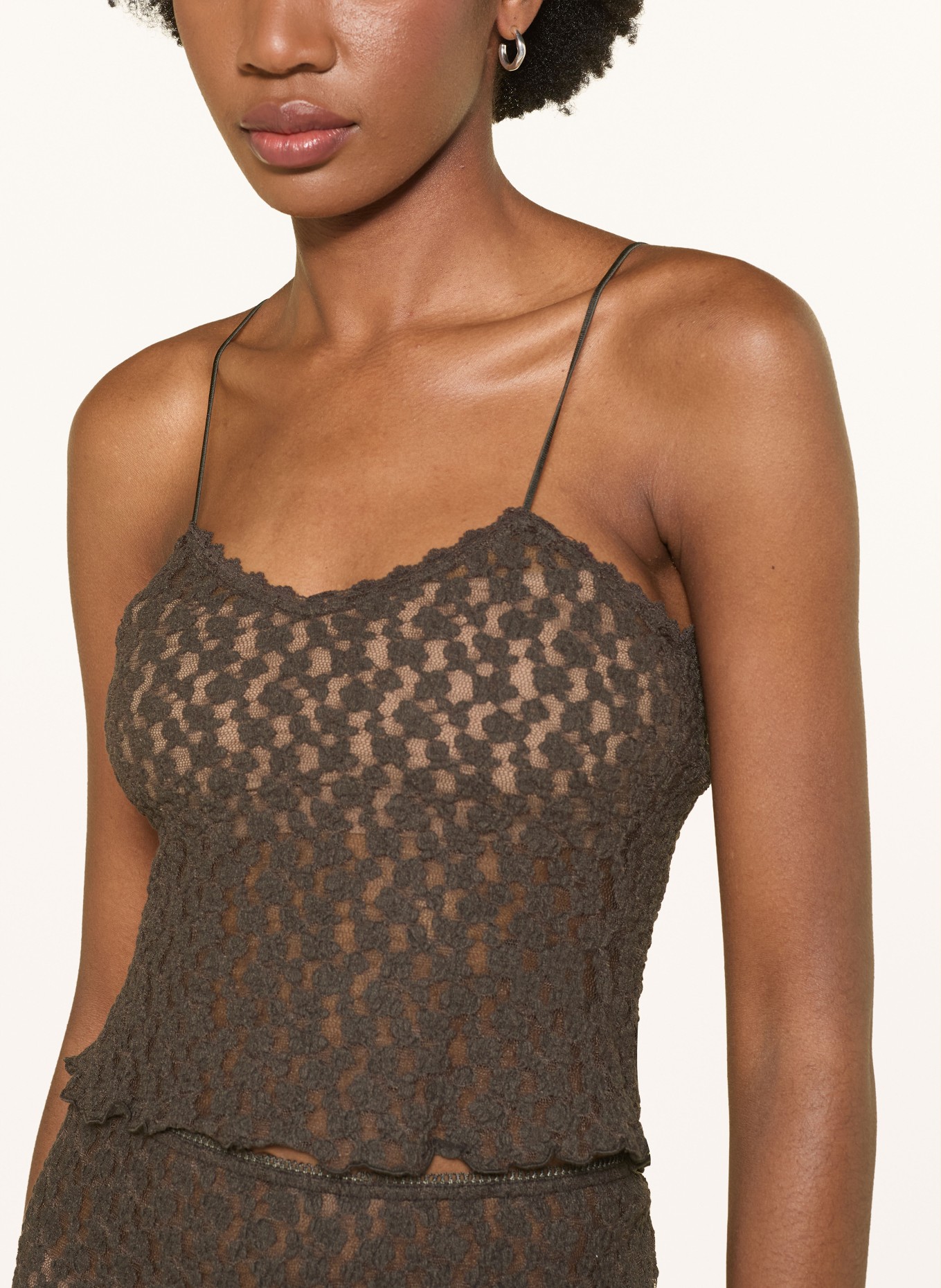 MRS & HUGS Krótki sweter z dzianiny: CIEMNOBRĄZOWY