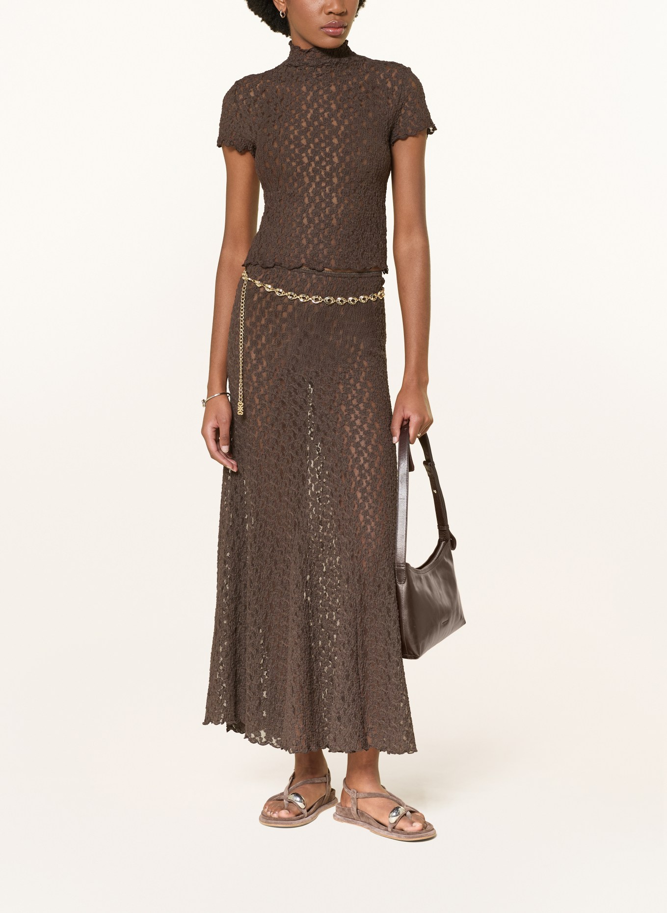 MRS & HUGS Bluzka z koronki: CIEMNOBRĄZOWY