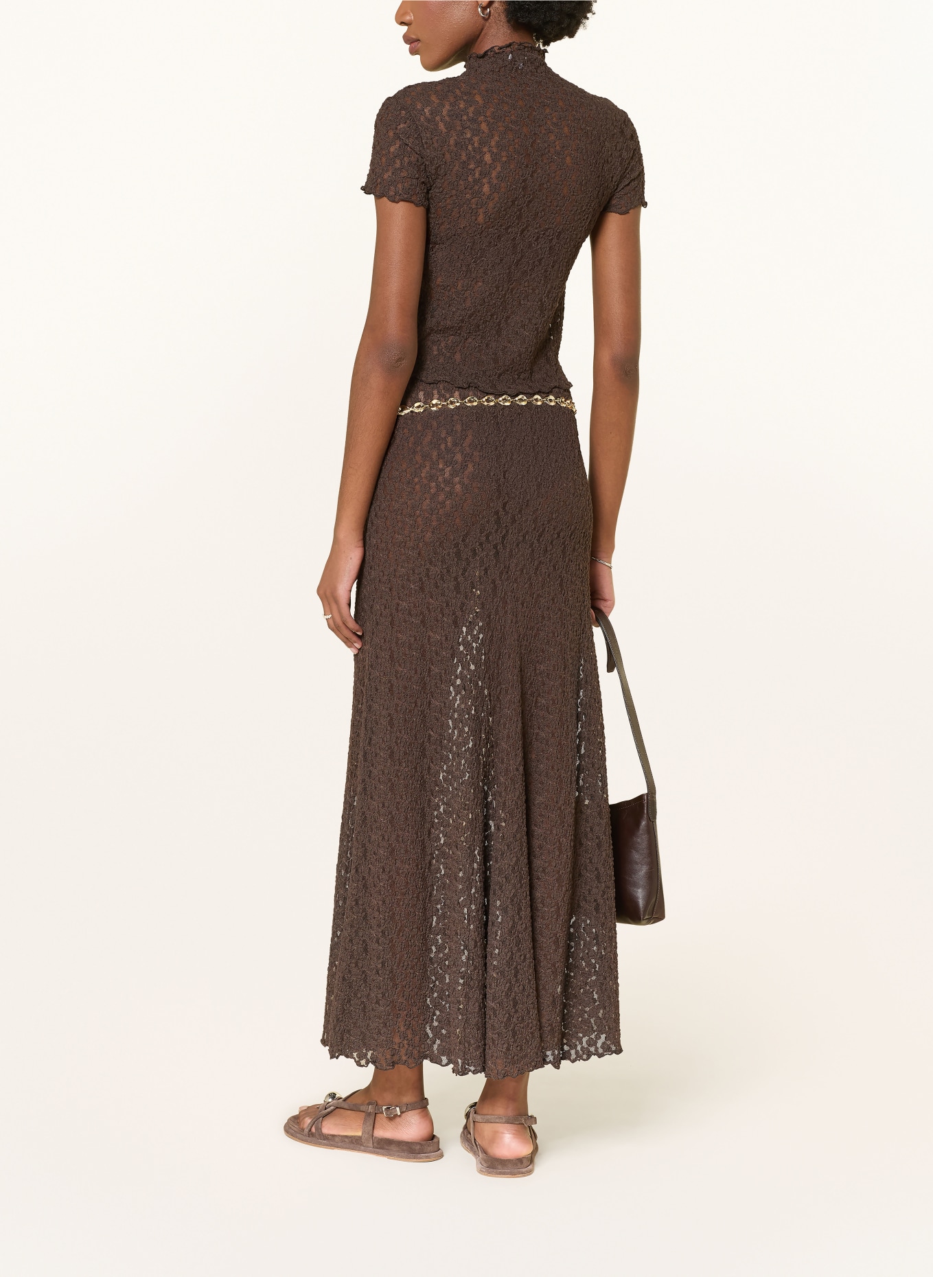 MRS & HUGS krajková sukně: TMAVĚ HNĚDÁ