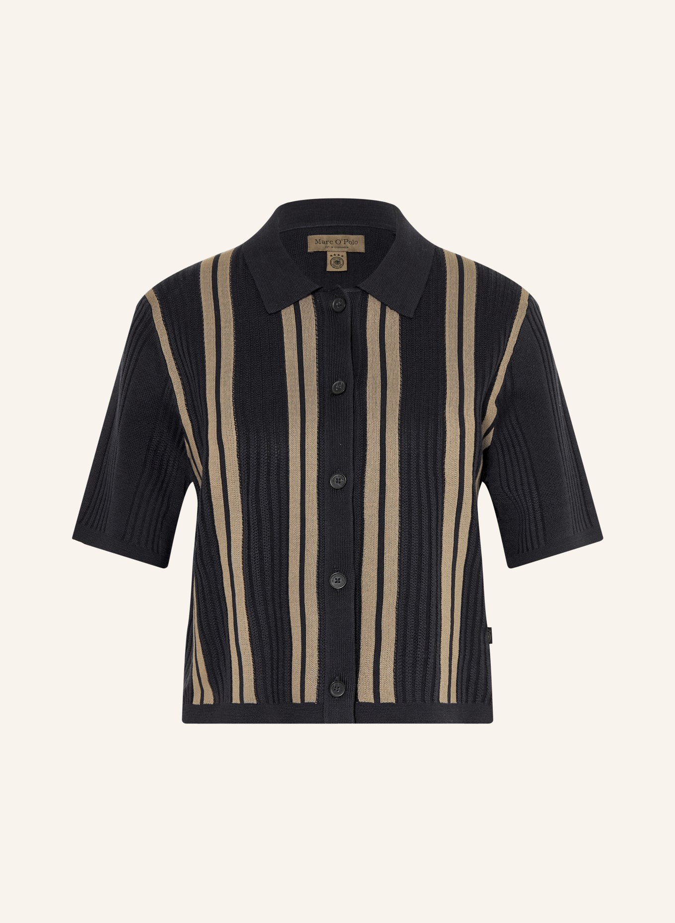 Marc O'Polo chemisier en tricot: BLEU FONCÉ / CHAMEAU