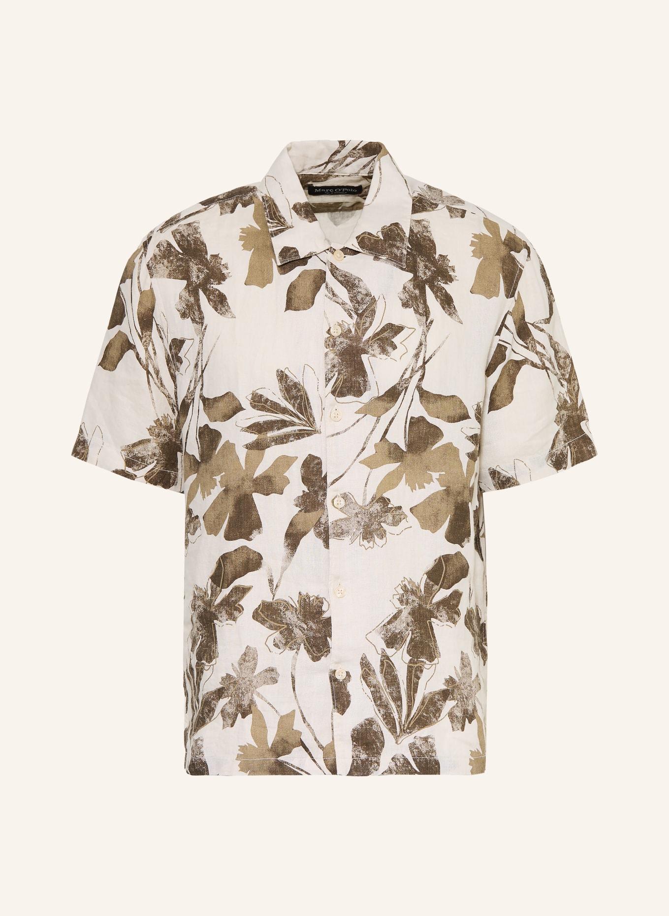 Marc O'Polo Kurzarm-Hemd Regular Fit aus Leinen: BRAUN / CREME