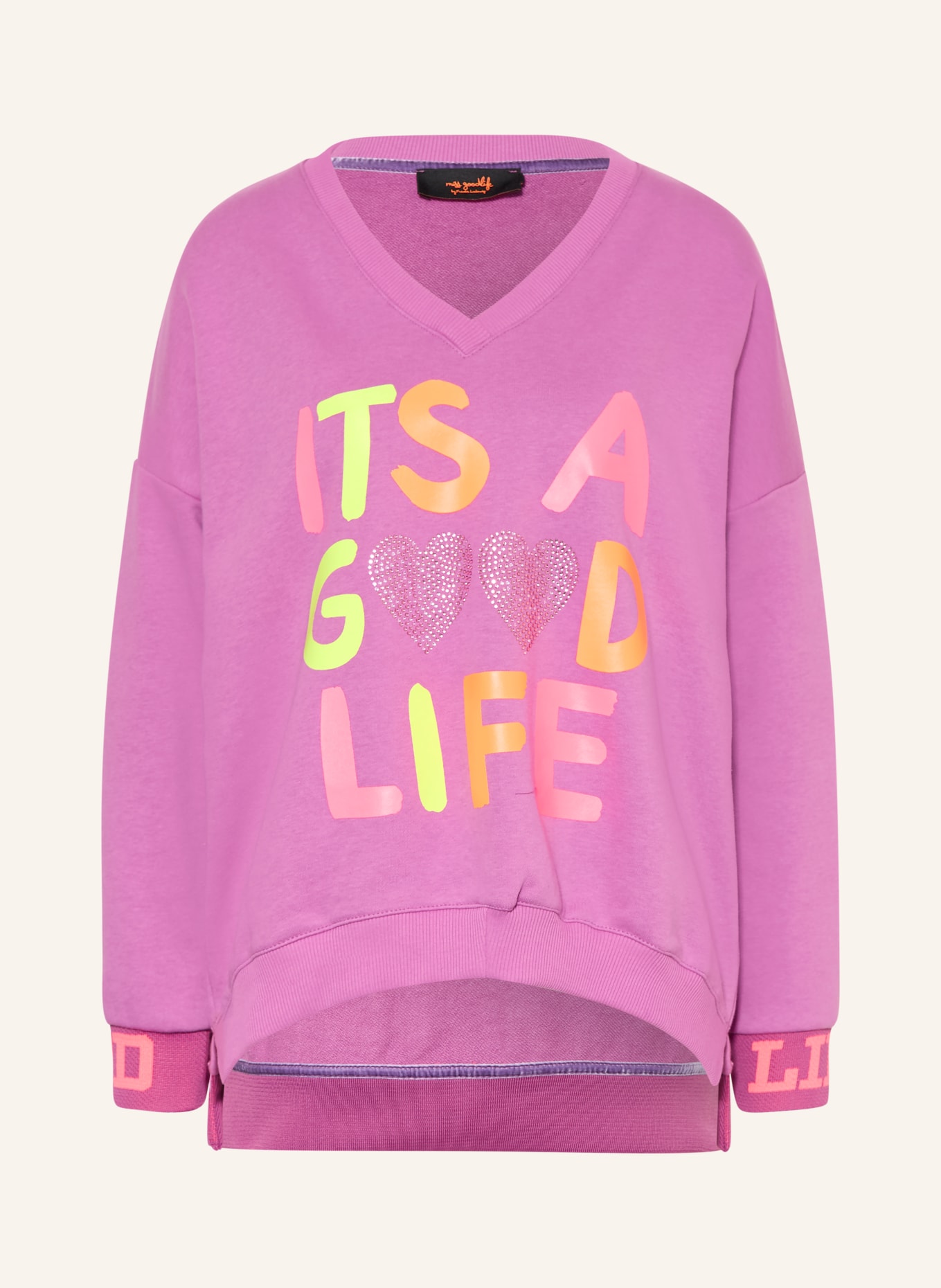 miss goodlife Sweatshirt met strass-steentjes: FUCHSIA / NEONROZE / NEONGEEL